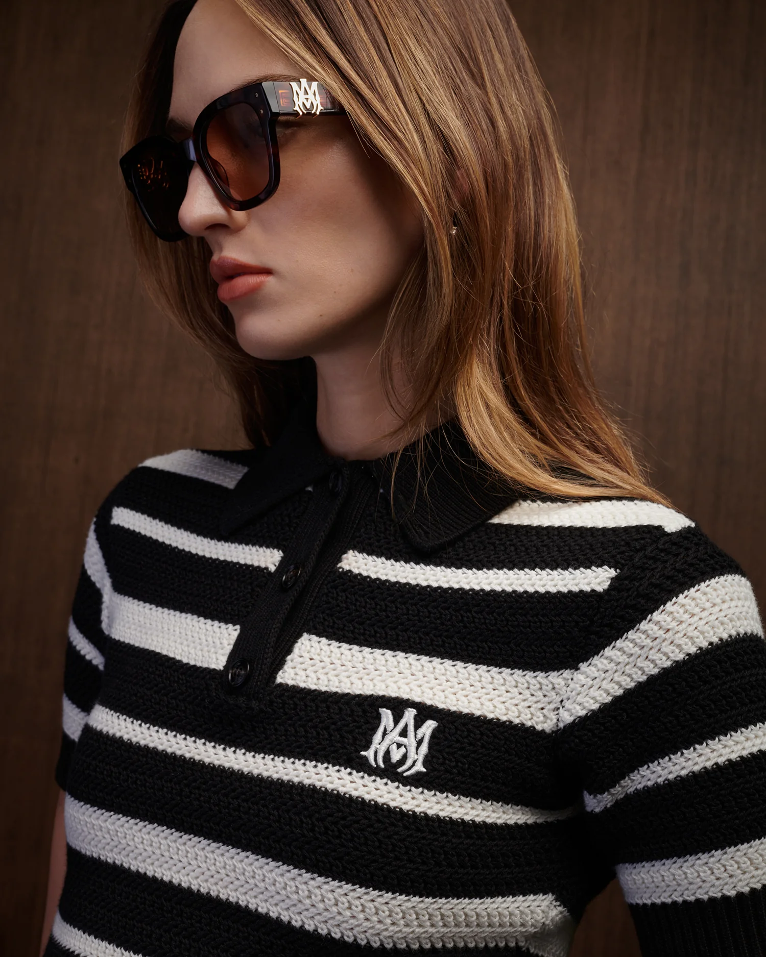 WOMEN - WOMEN'S MA STRIPED POLO - Black