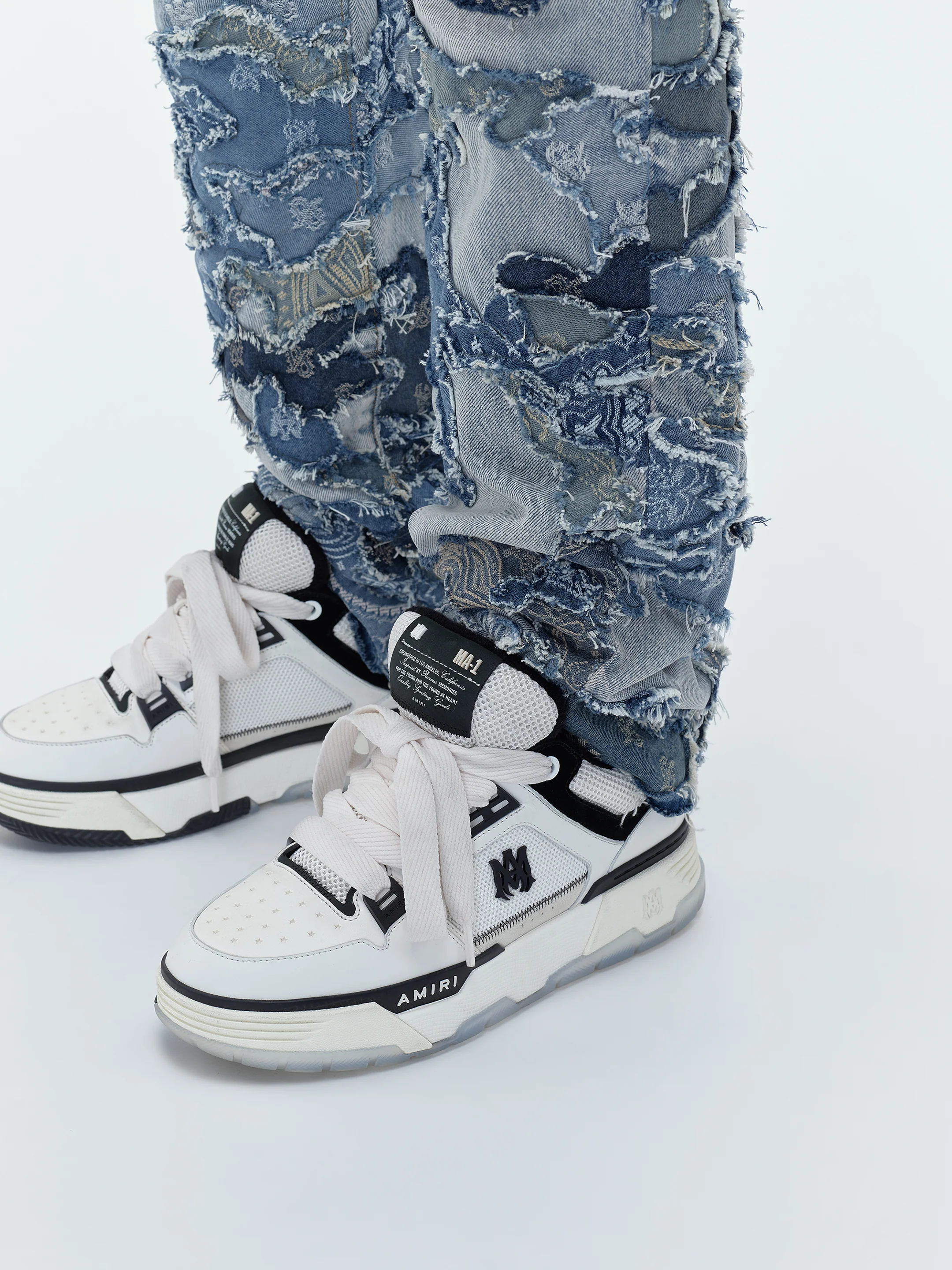 PATCHWORK CAMO STRAIGHT JEAN - Perfect Indigo