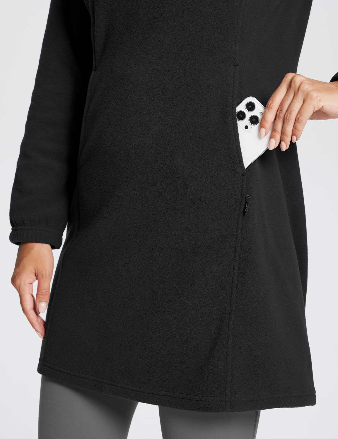Long-Sleeve Quarter Zip Thermal Tunic Dress