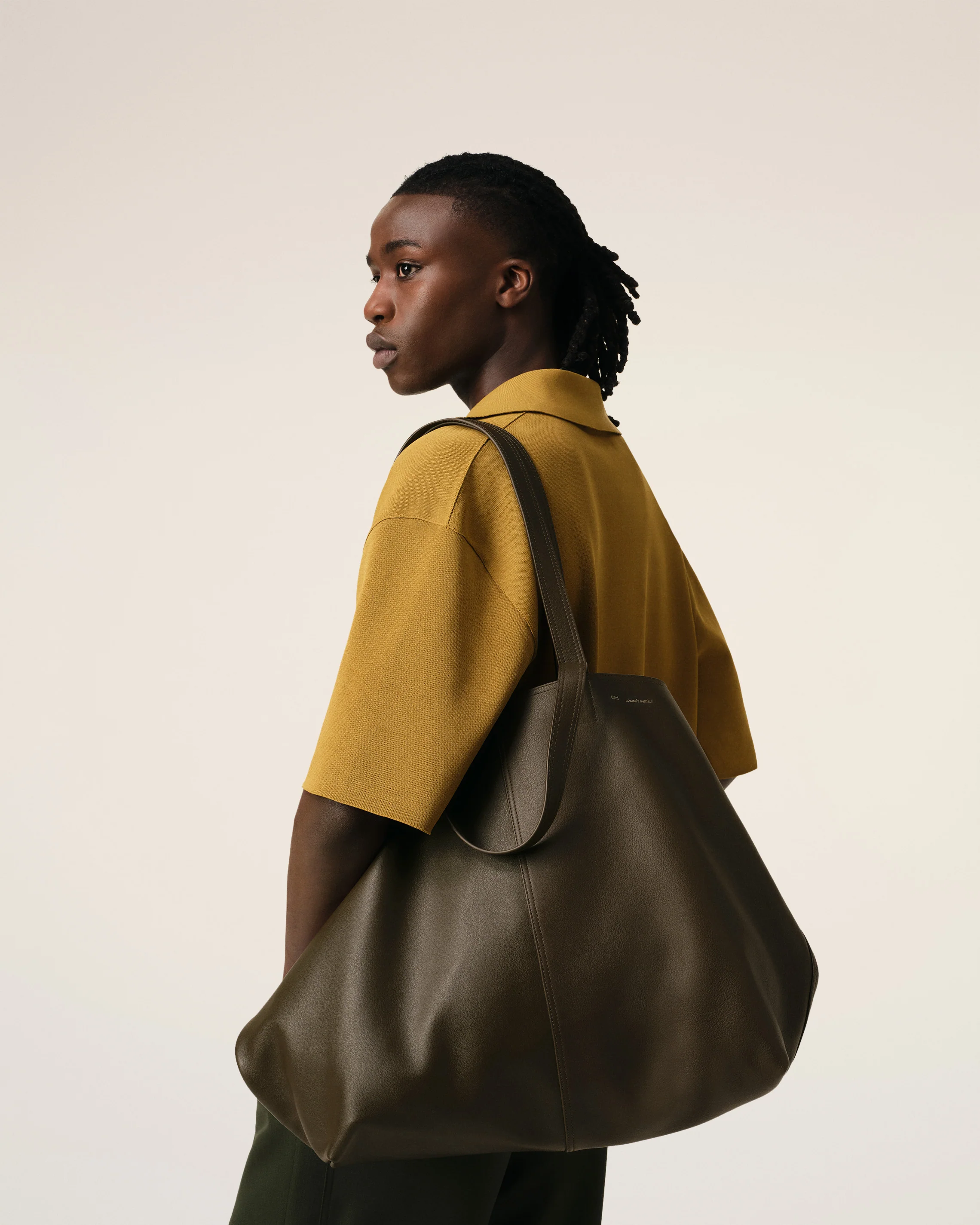 Green Leather Midi Maxi Tote Bag