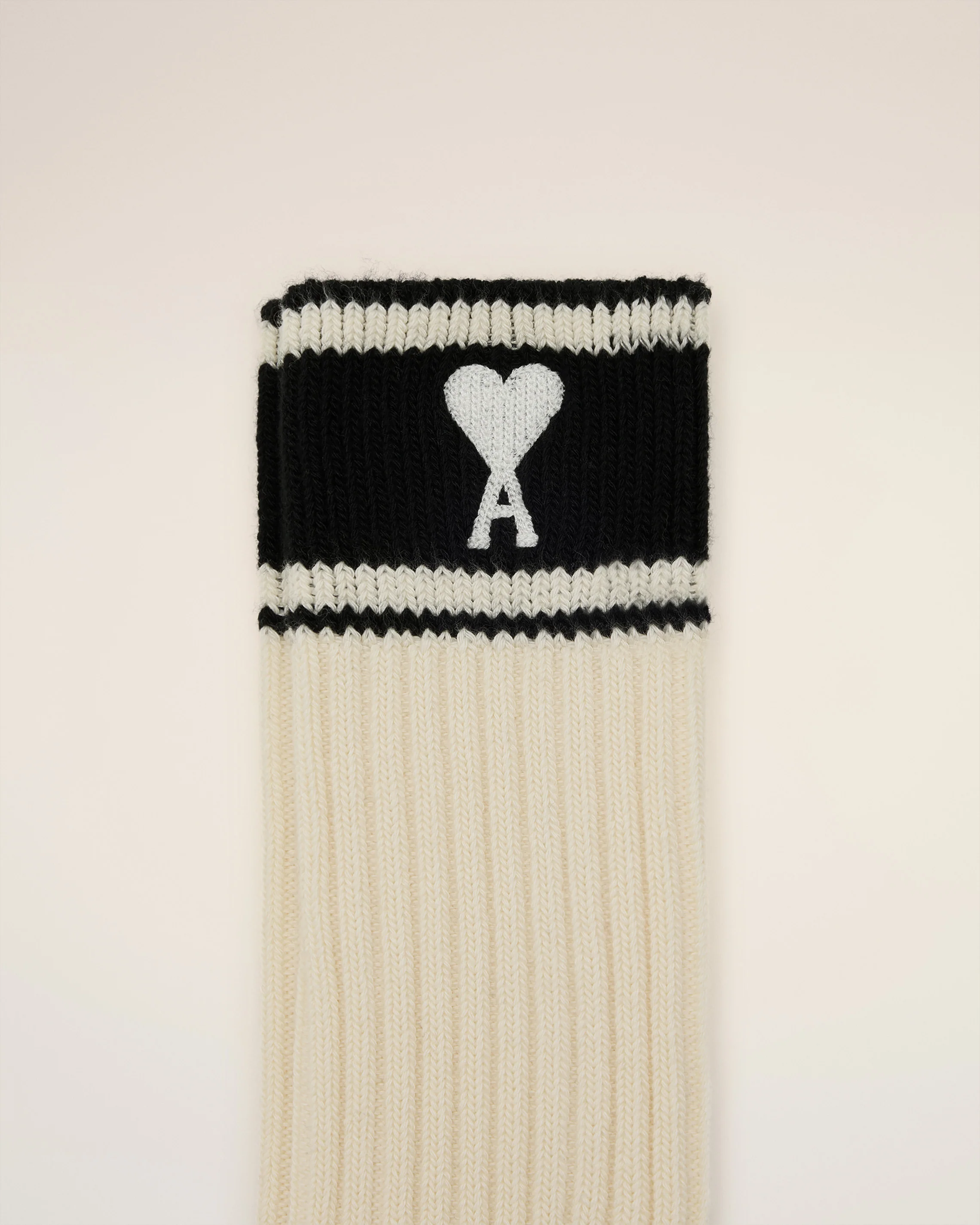 Beige Cotton Ami de Coeur Striped Socks