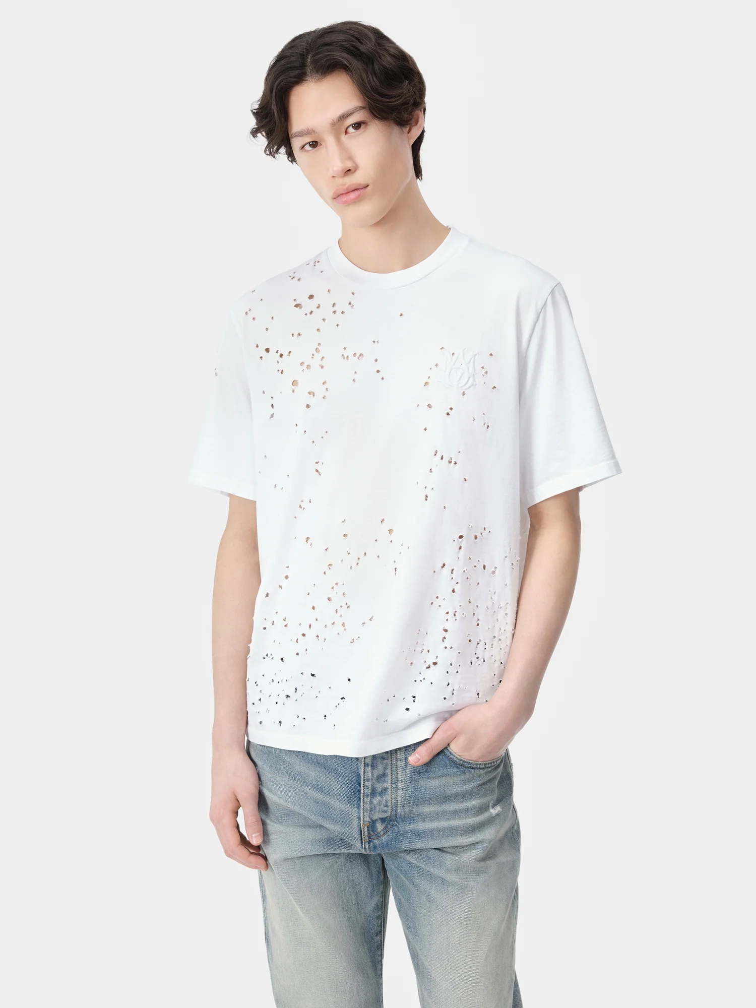 MA SHOTGUN EMBROIDERED TEE - White