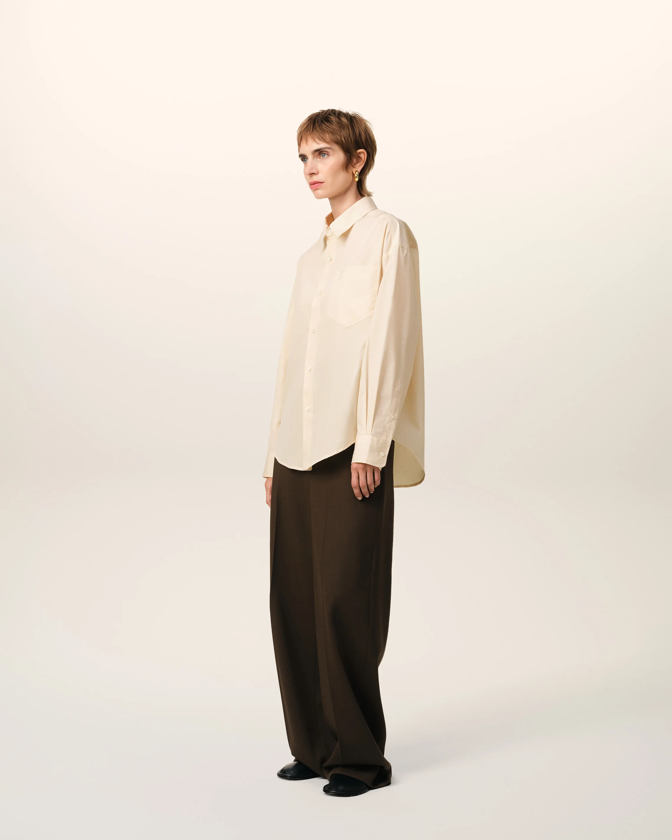 Beige Cotton Ami de Coeur Boxy Shirt