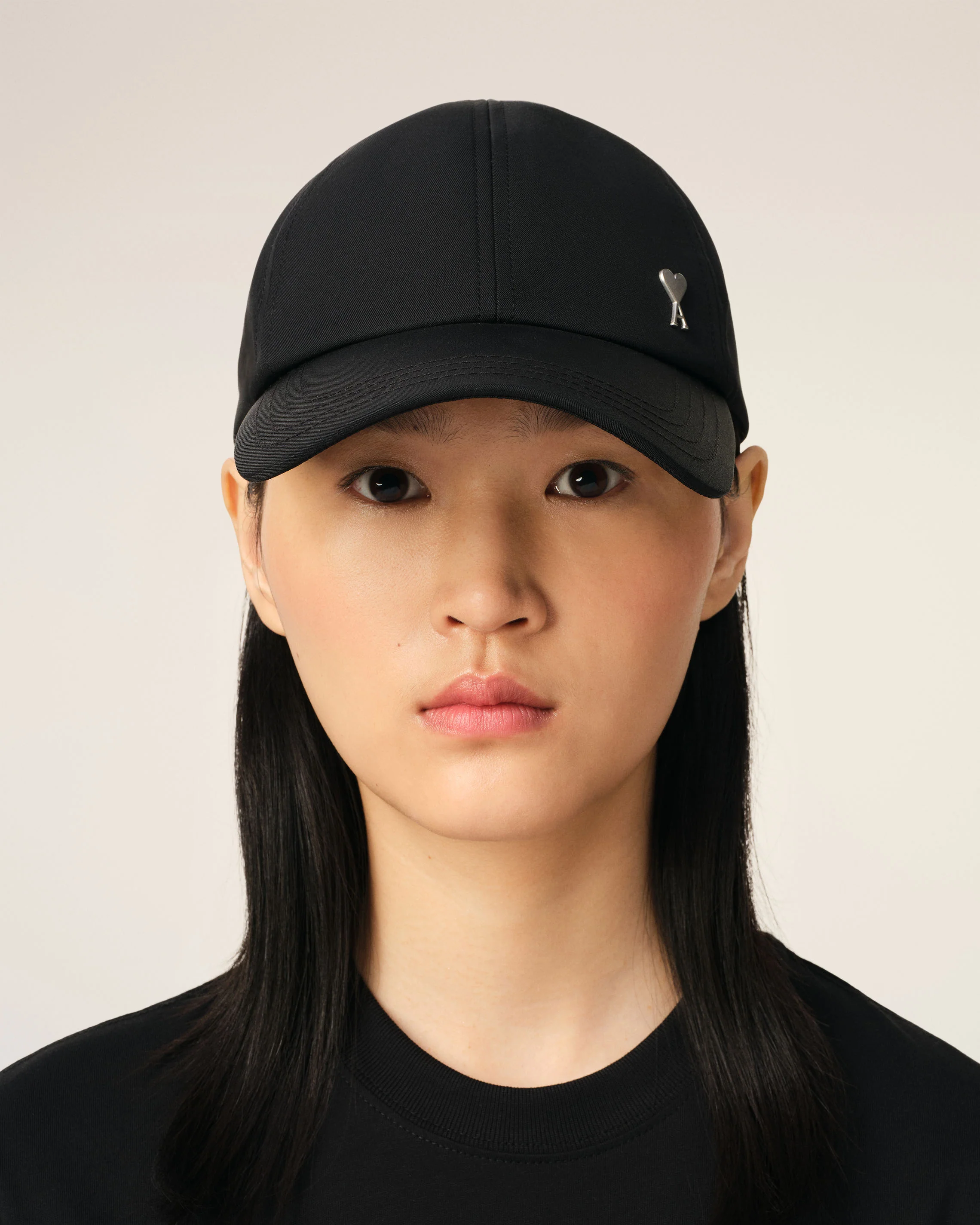 Black Twill Ami de Coeur Stud Cap