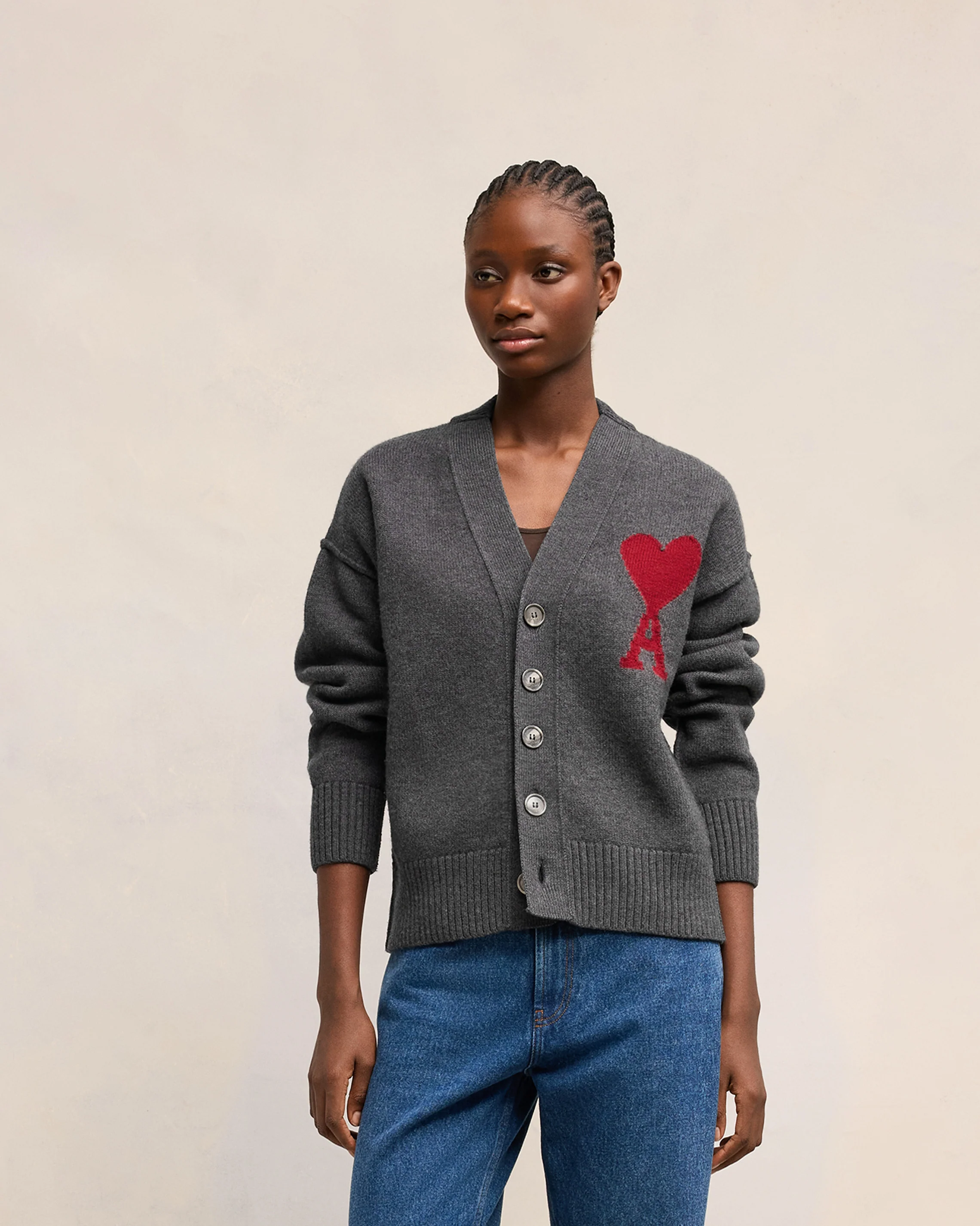Grey Wool Ami de Coeur Cardigan