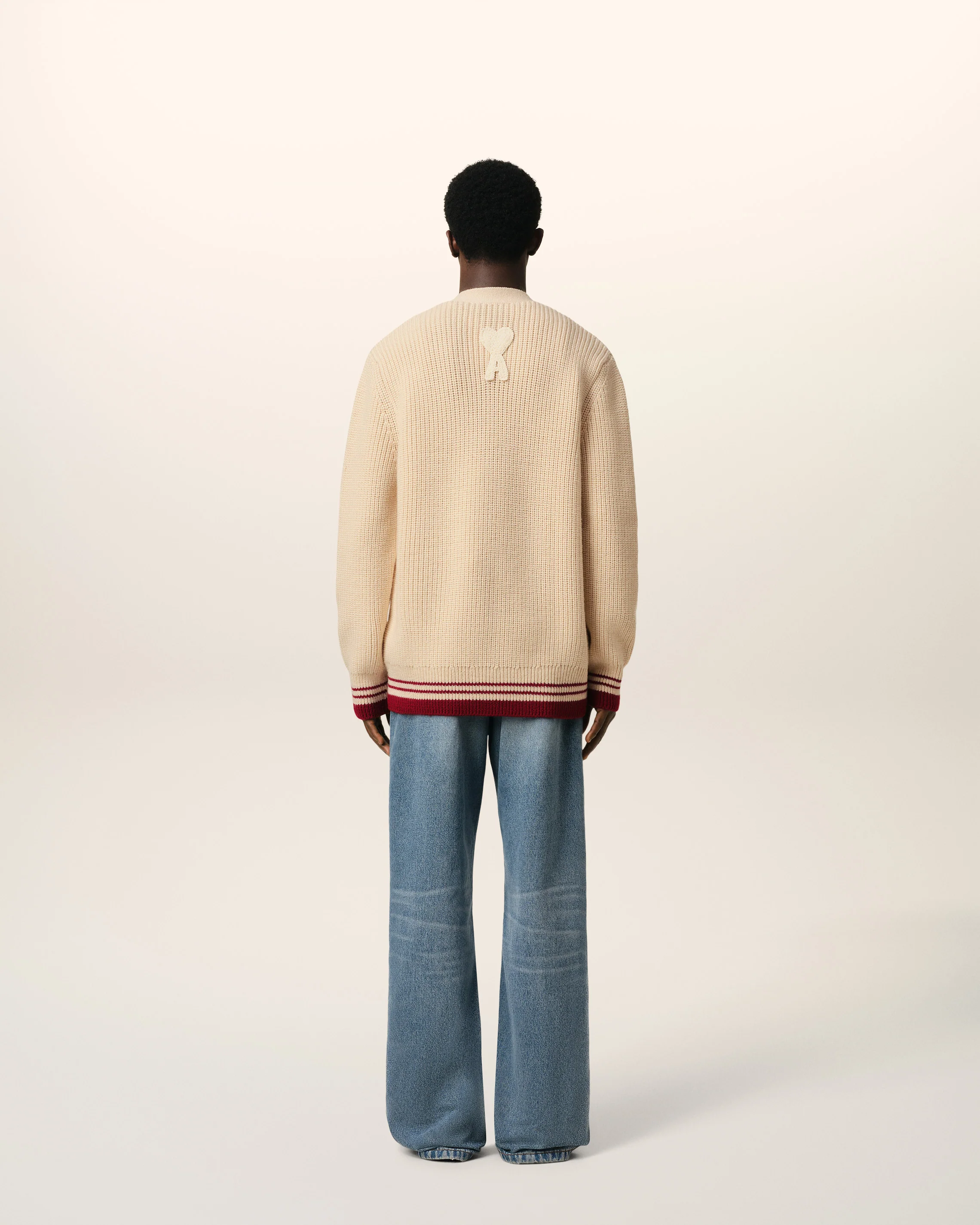 Beige Wool Ribbed Sweater