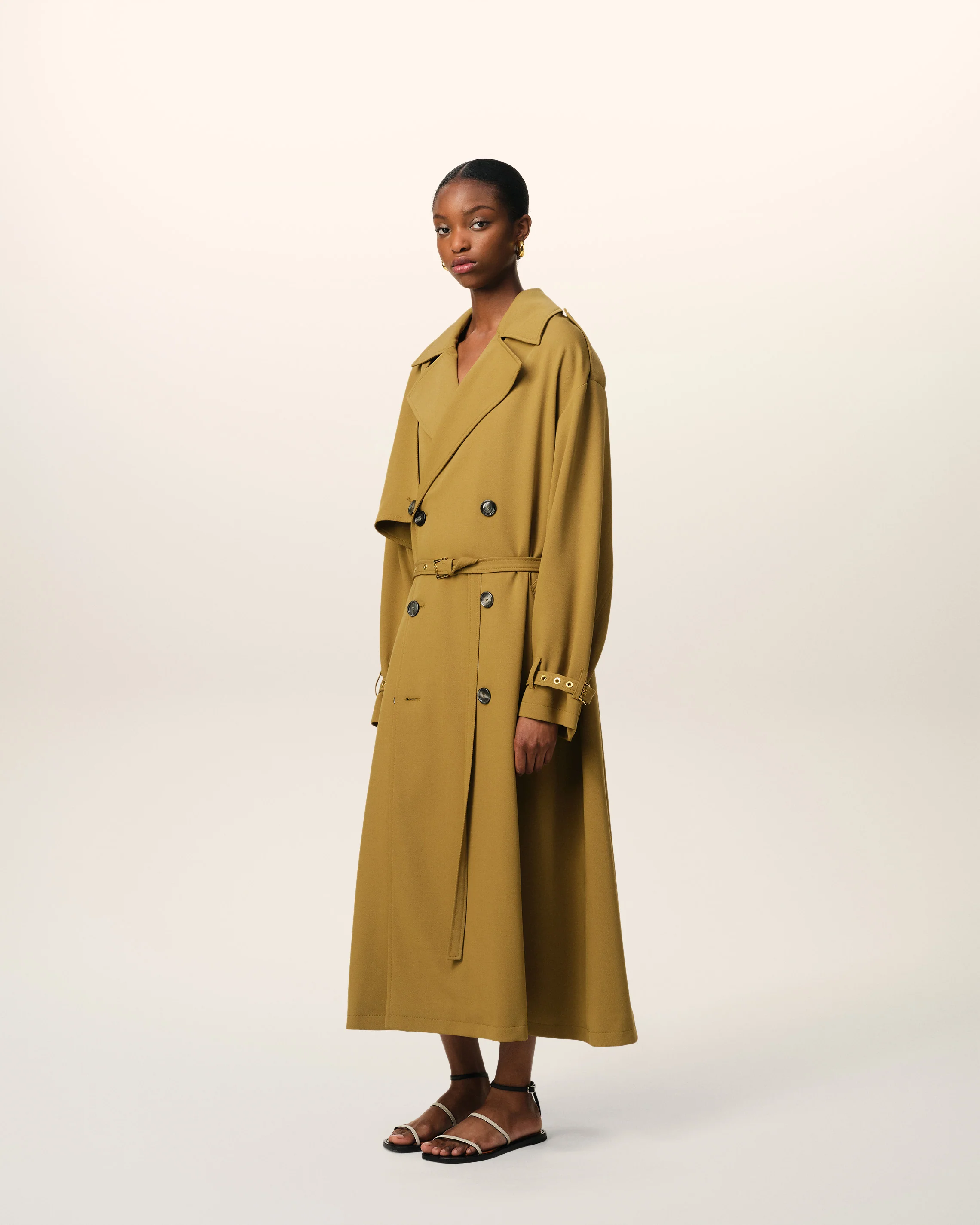 Mustard Wool Trench Coat