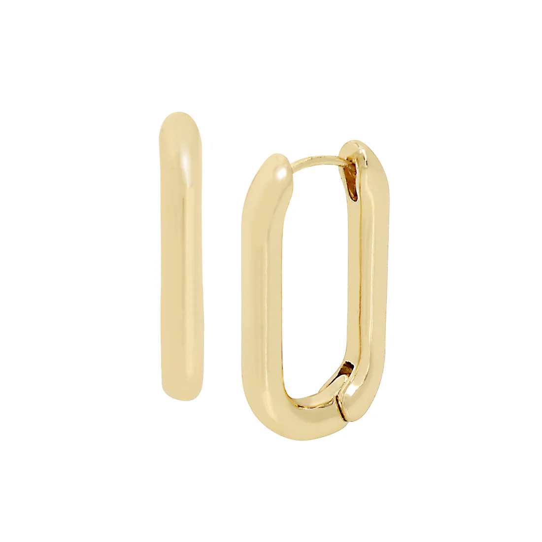 CURVED U-LINK HOOP EARRINGS GOLD