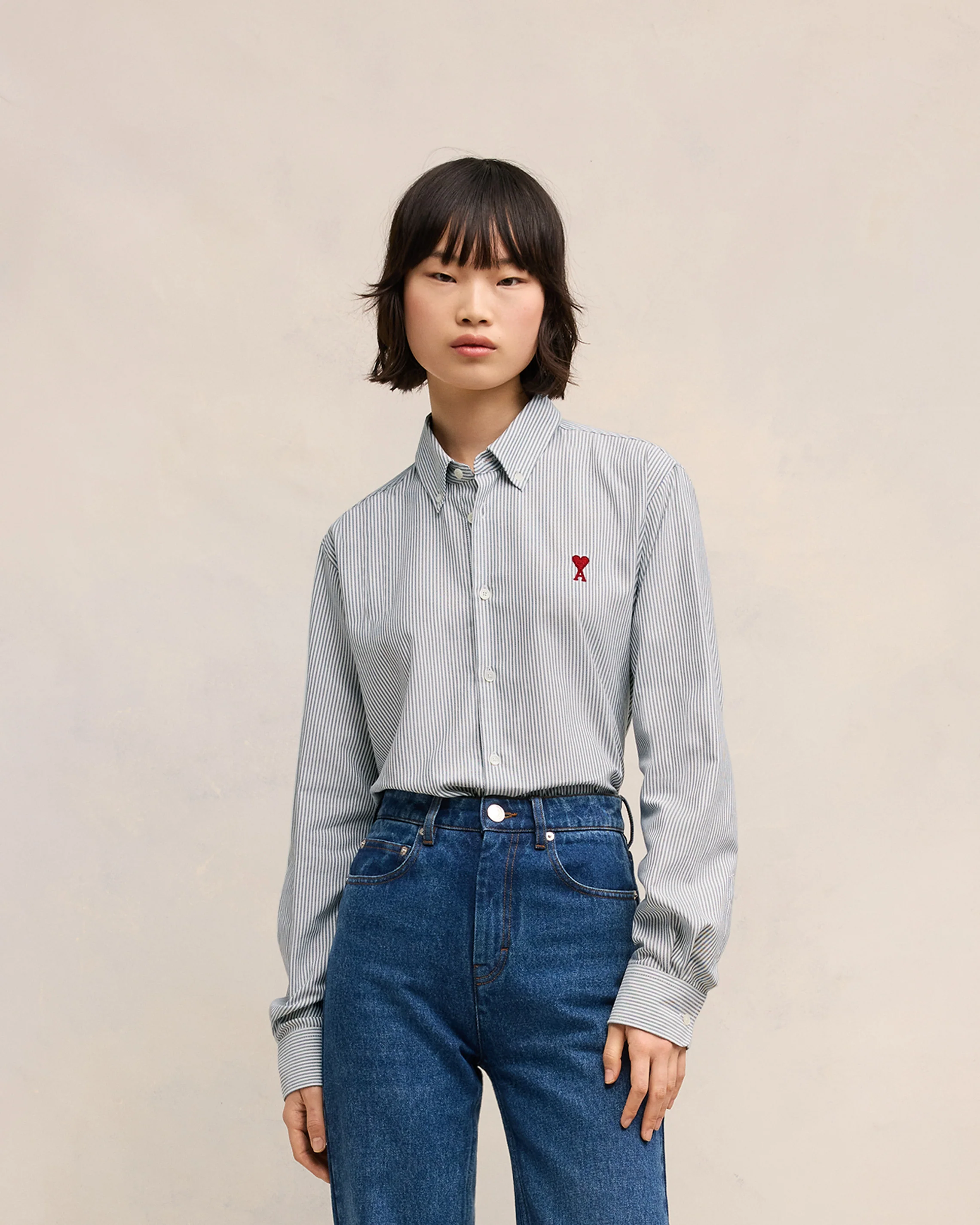 Black Cotton Button-Down Ami de Coeur Shirt