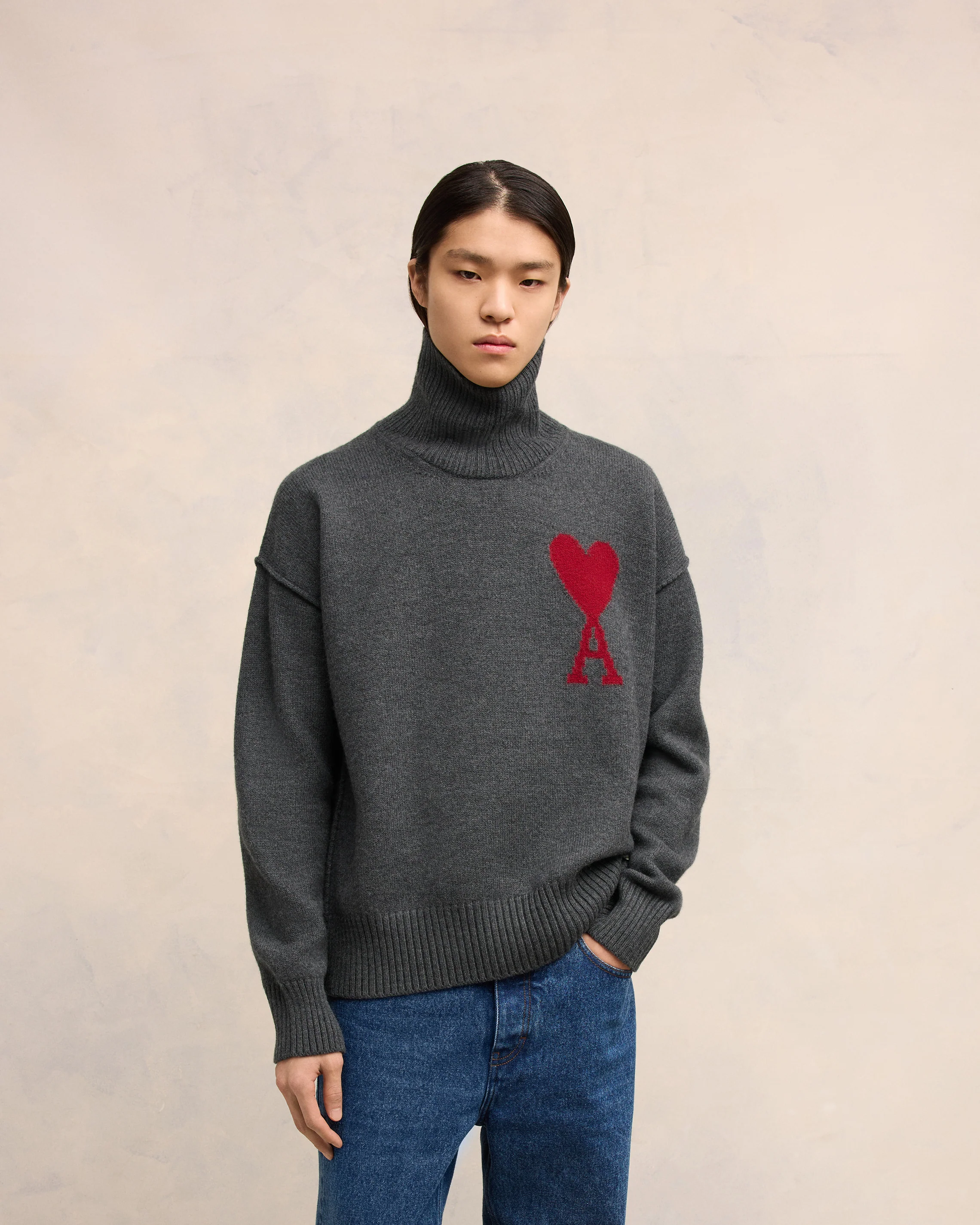 Grey Wool Ami de Coeur Sweater