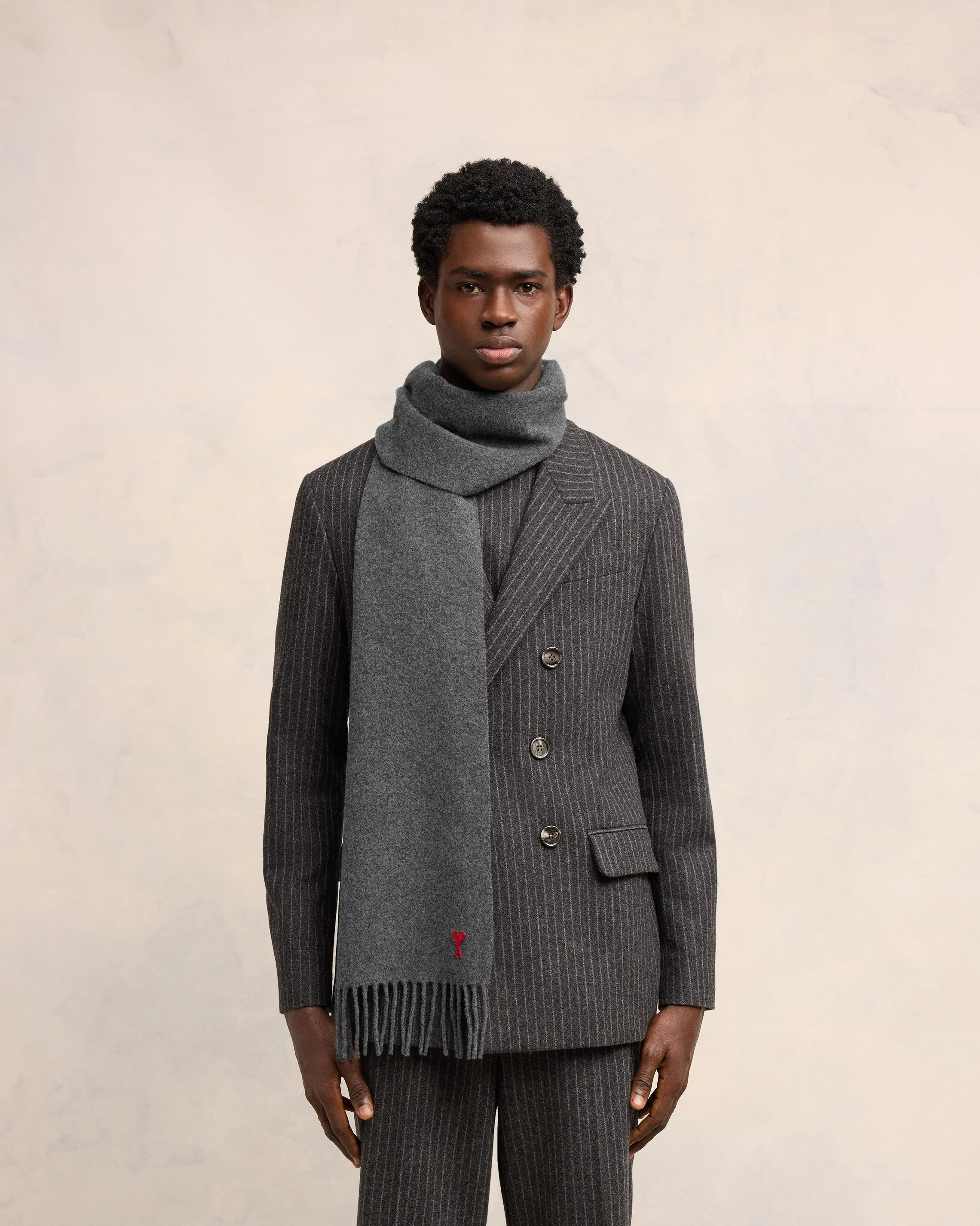 Grey Wool Ami de Coeur Scarf