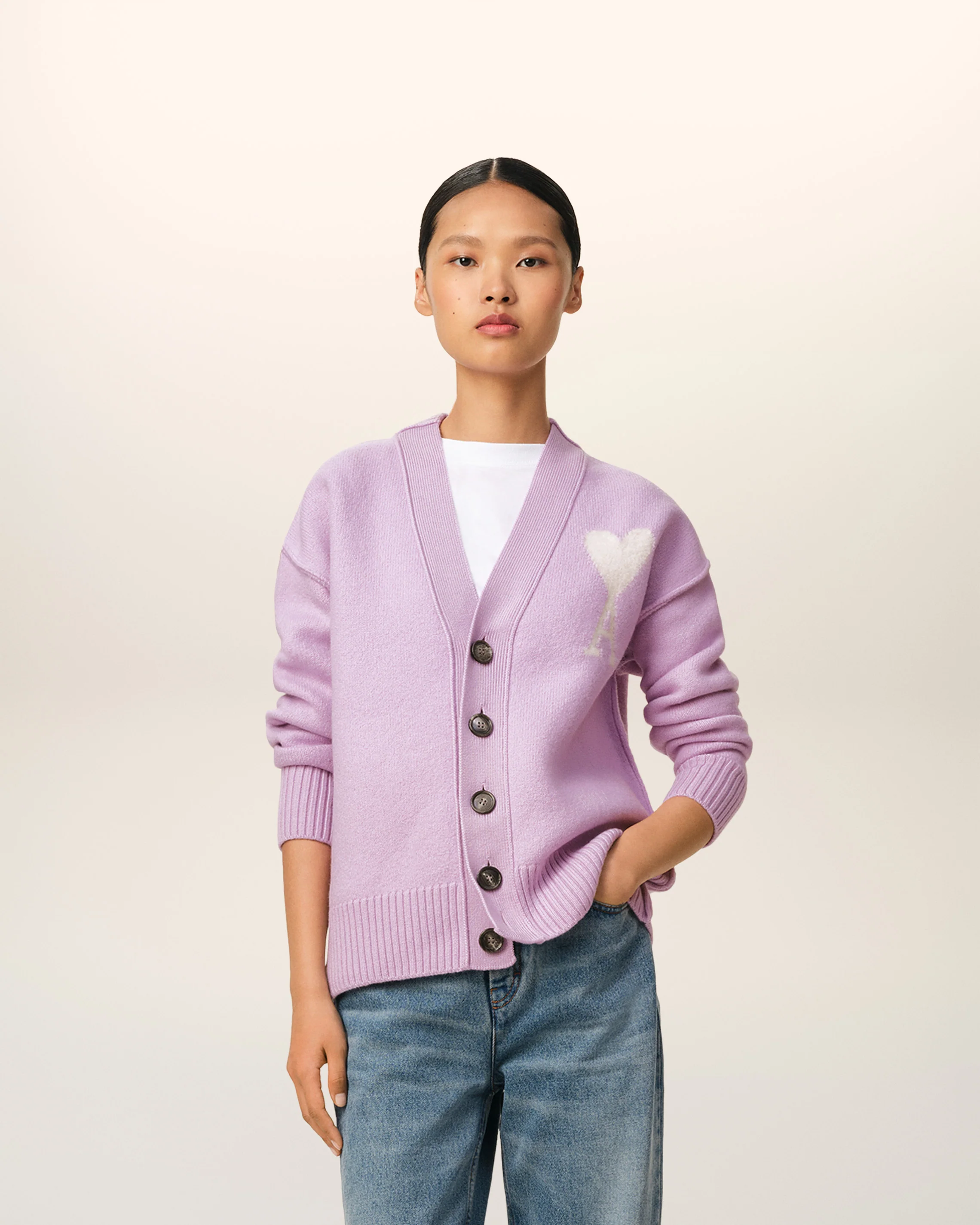 Purple Wool Ami de Coeur Cardigan