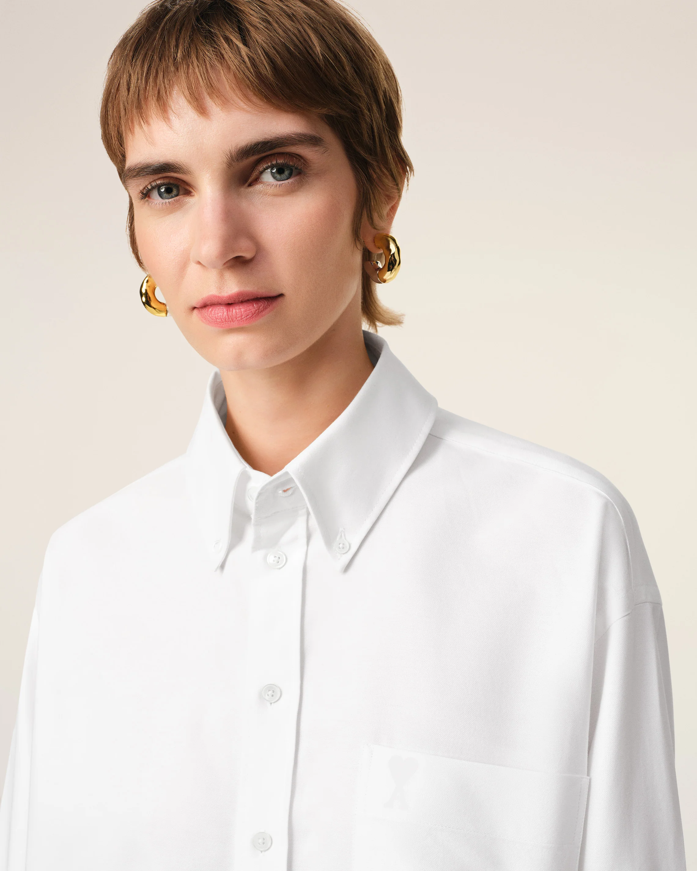 White Cotton Cropped Oversized Shirt