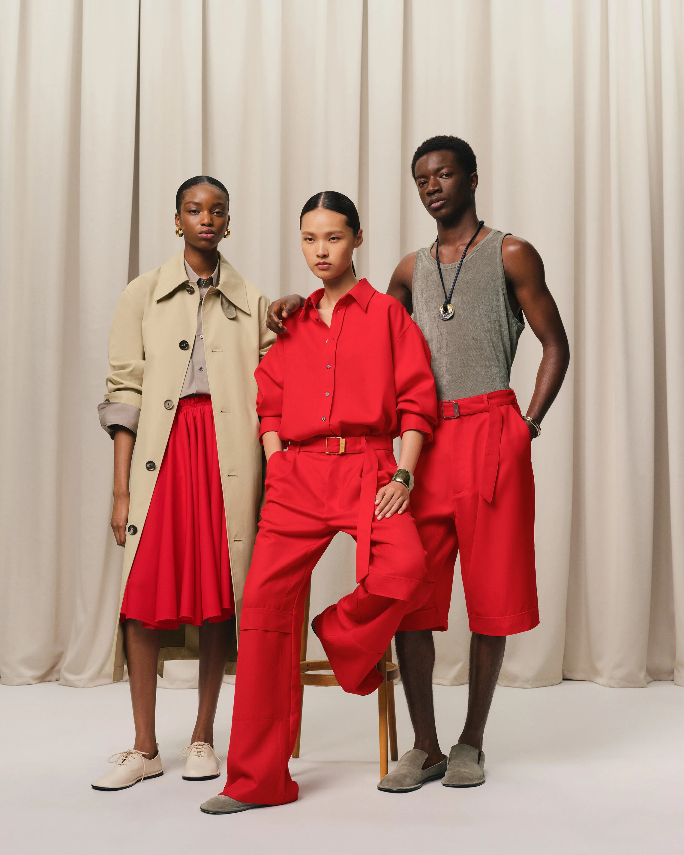 Red Wool Skirt With Godets