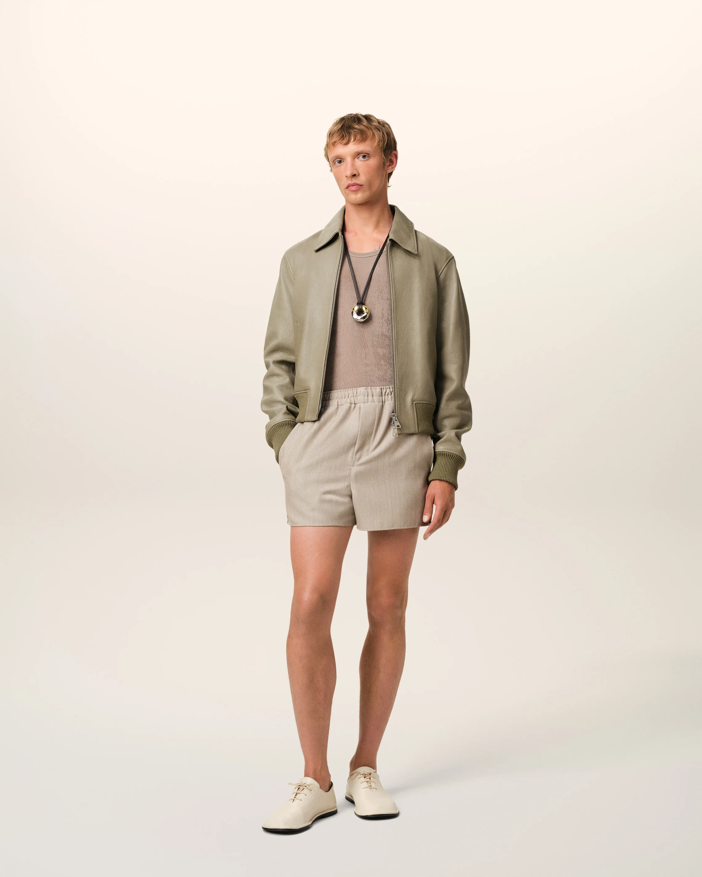 Green Leather Zipped Jacket