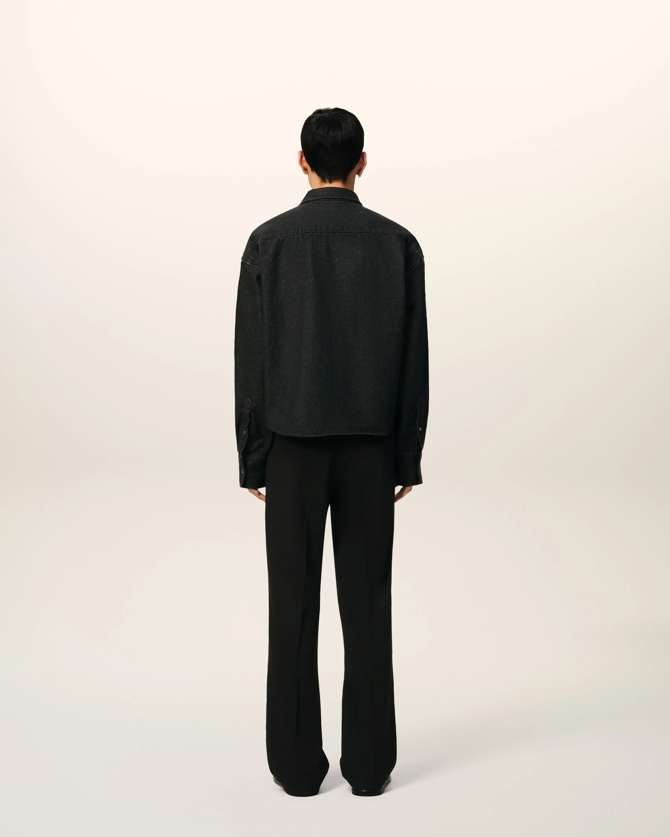 Black Cotton Cropped Ami De Coeur Shirt