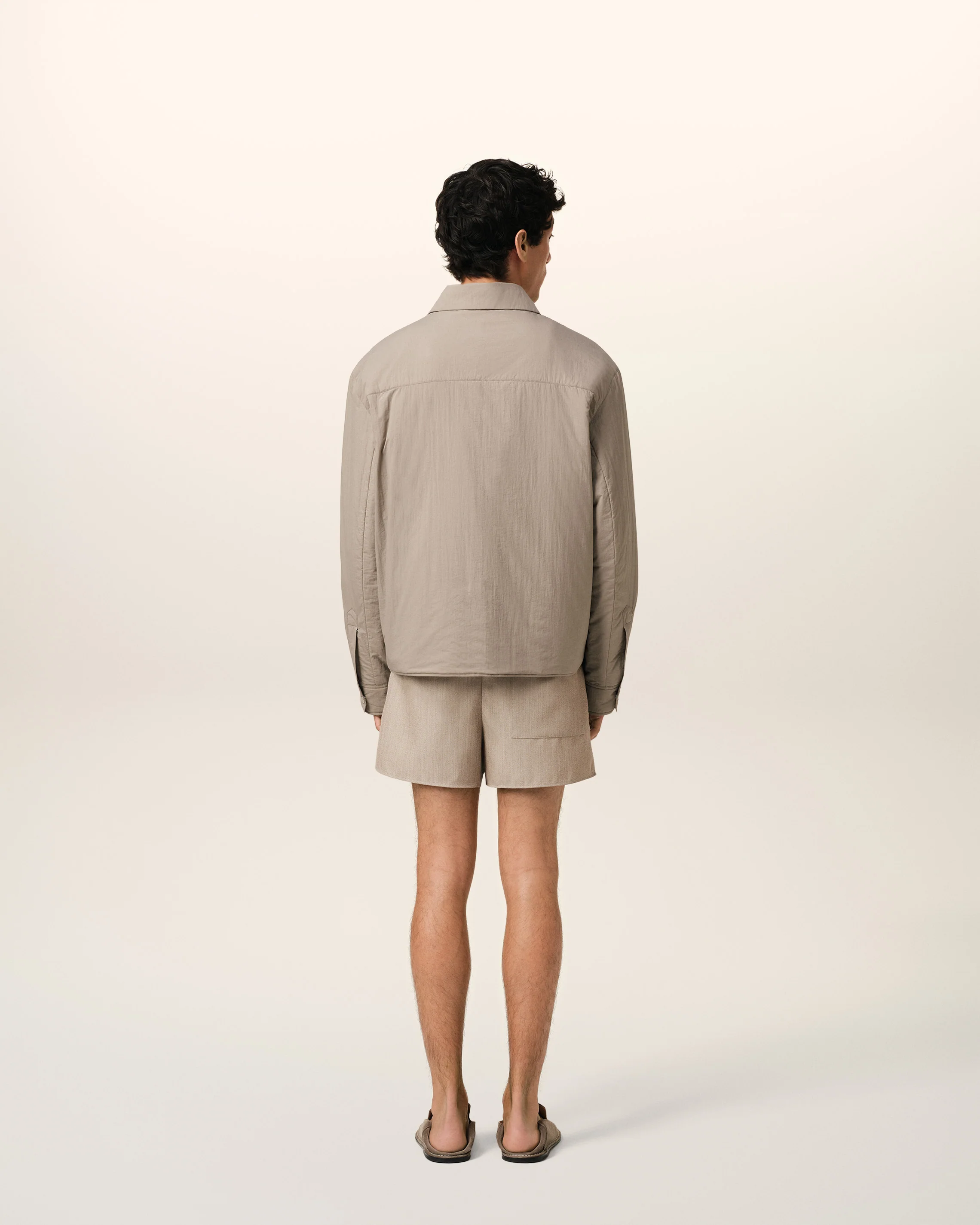 Beige Canvas Padded Ami de Coeur Overshirt