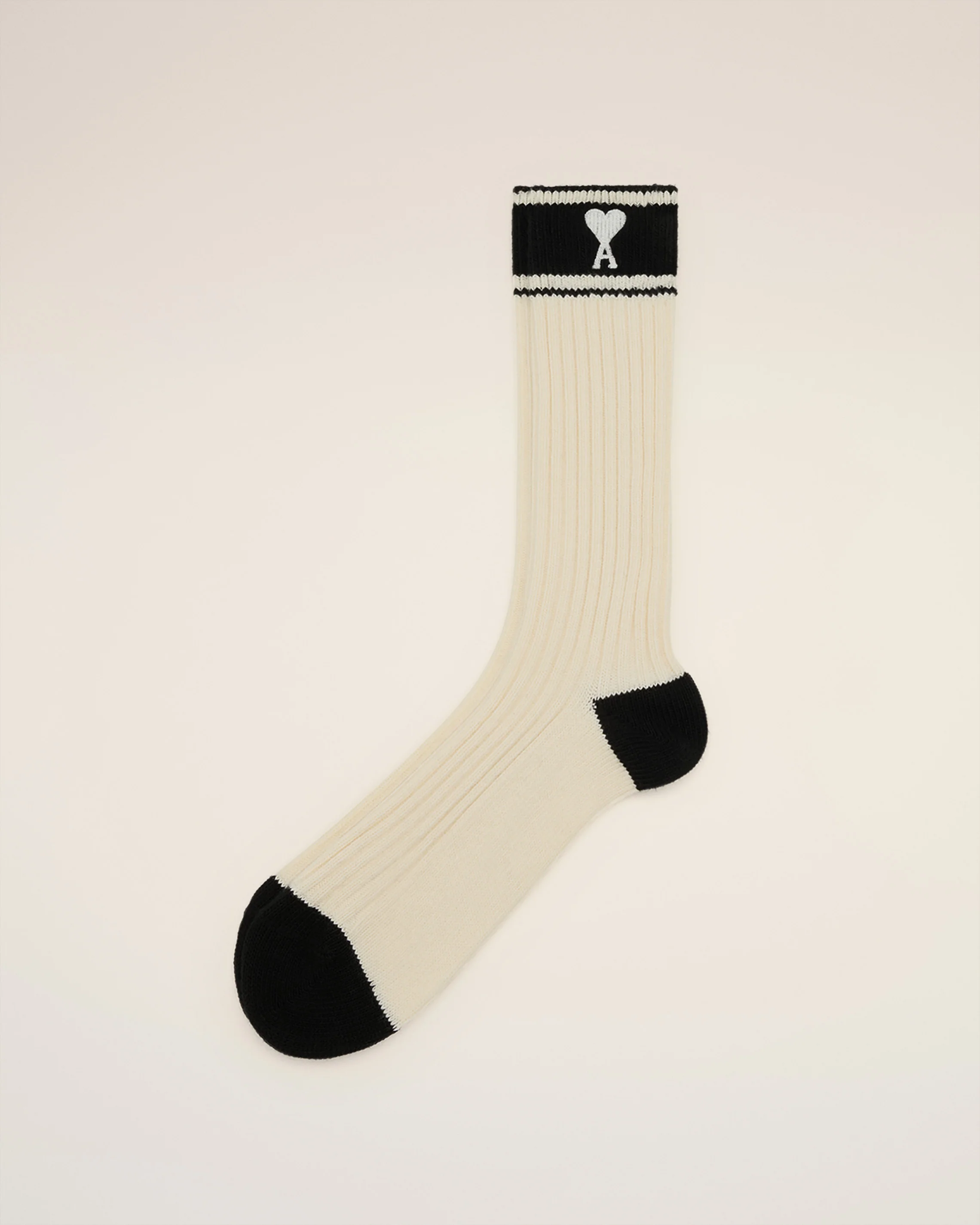Beige Cotton Ami de Coeur Striped Socks