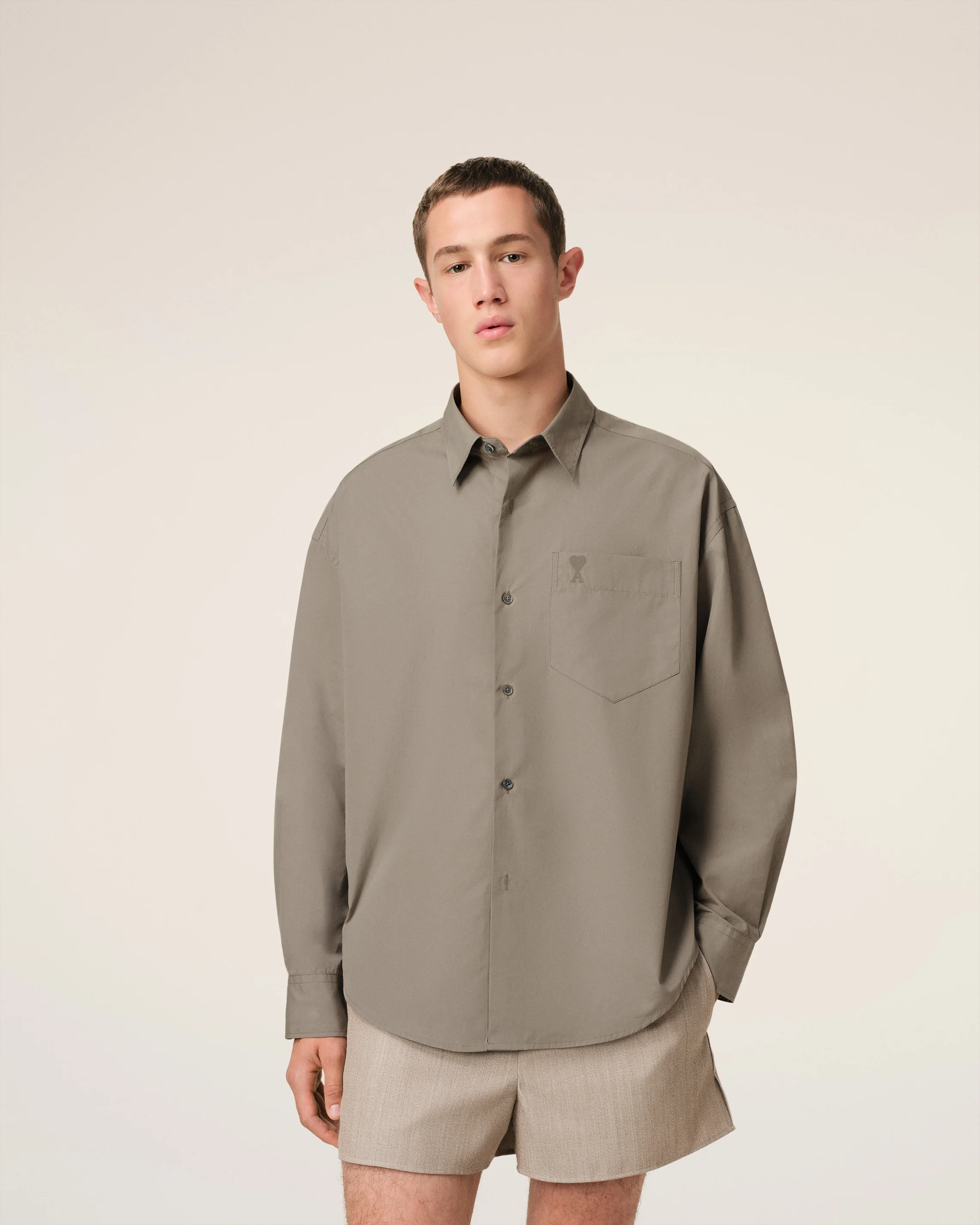 Beige Cotton Ami de Coeur Boxy Shirt