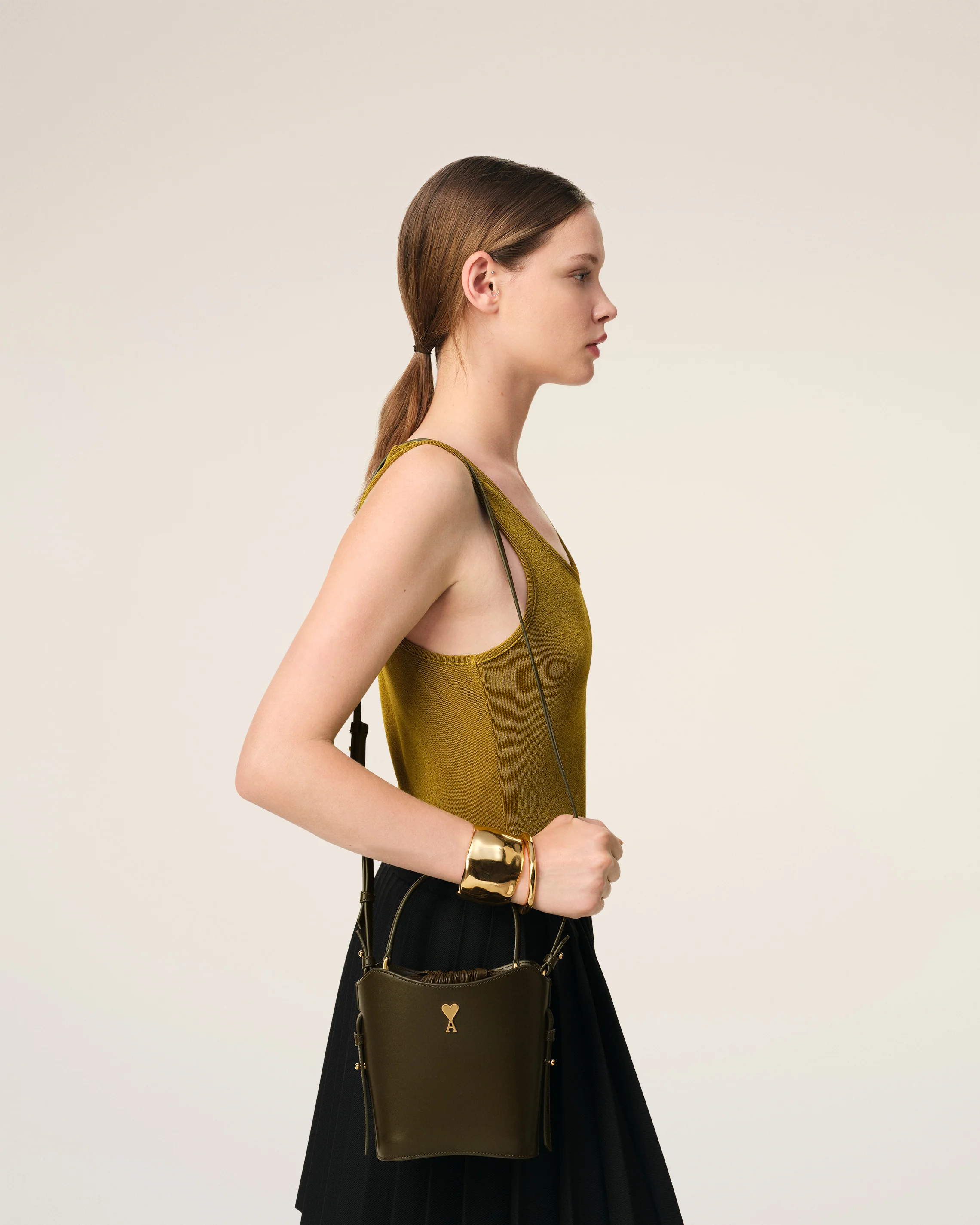 Green Leather Mini Paris Paris Bucket Bag