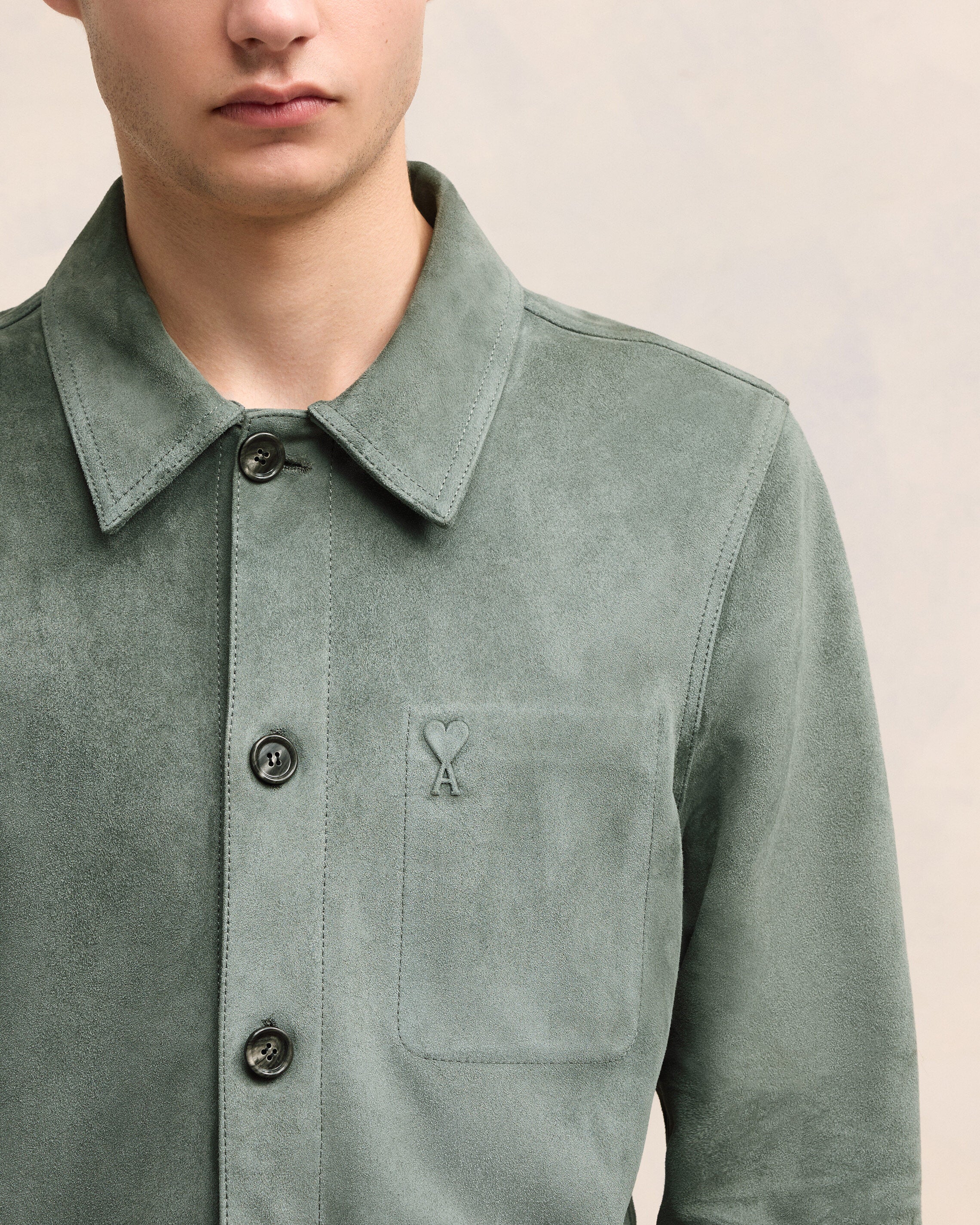 Leather Buttoned Overshirt