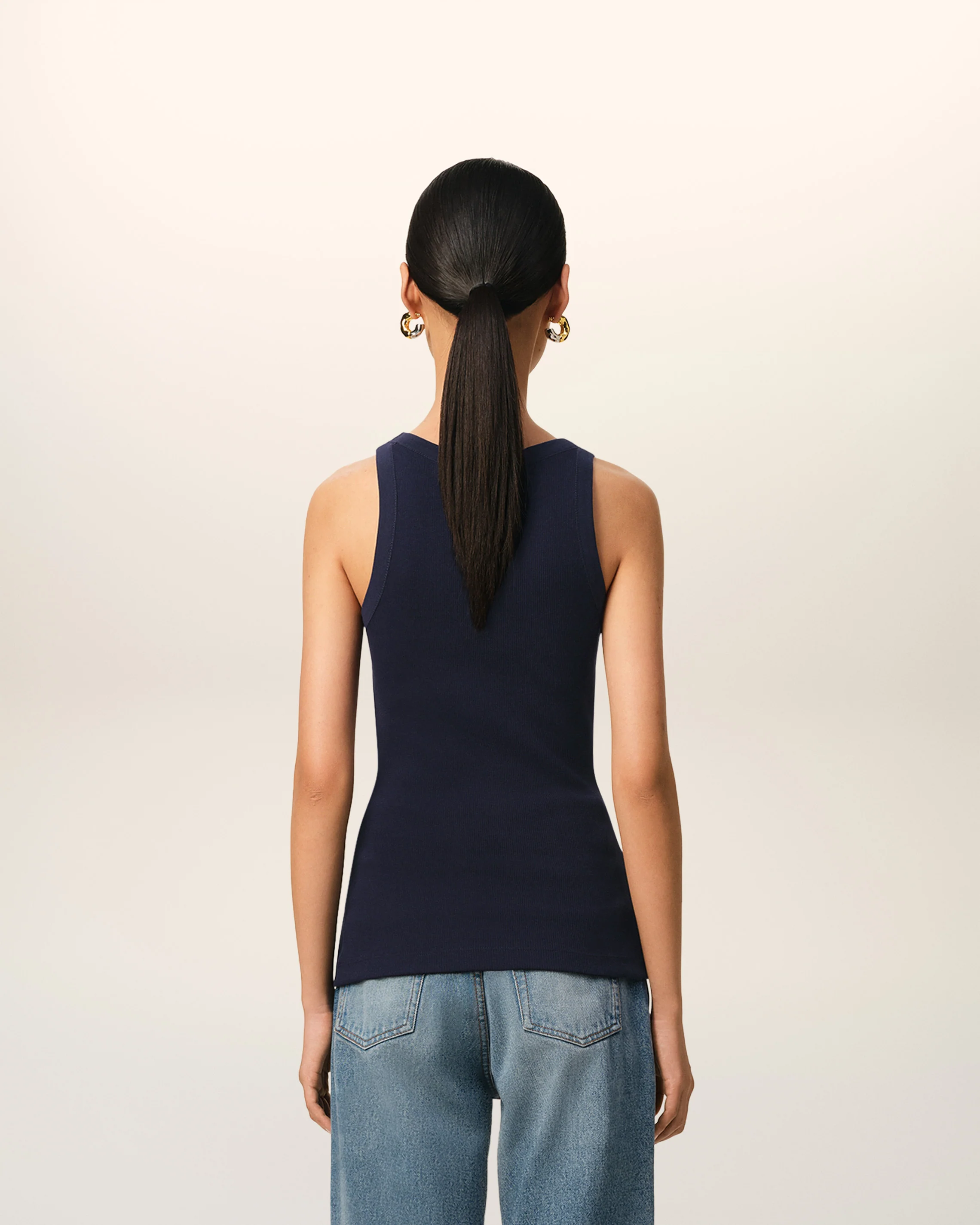 Navy Cotton Rib Ami de Coeur Tanktop