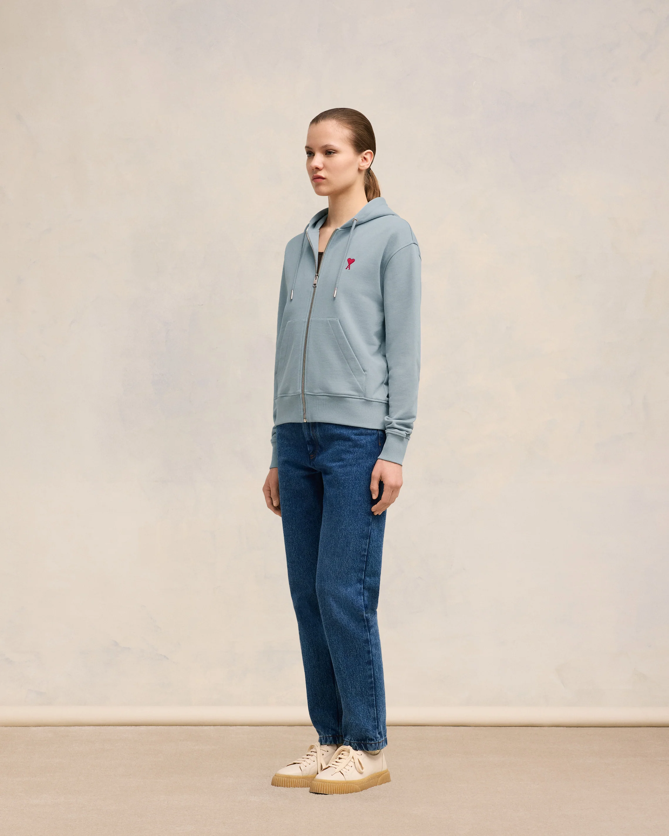 Red Zipped Ami de Coeur Hoodie