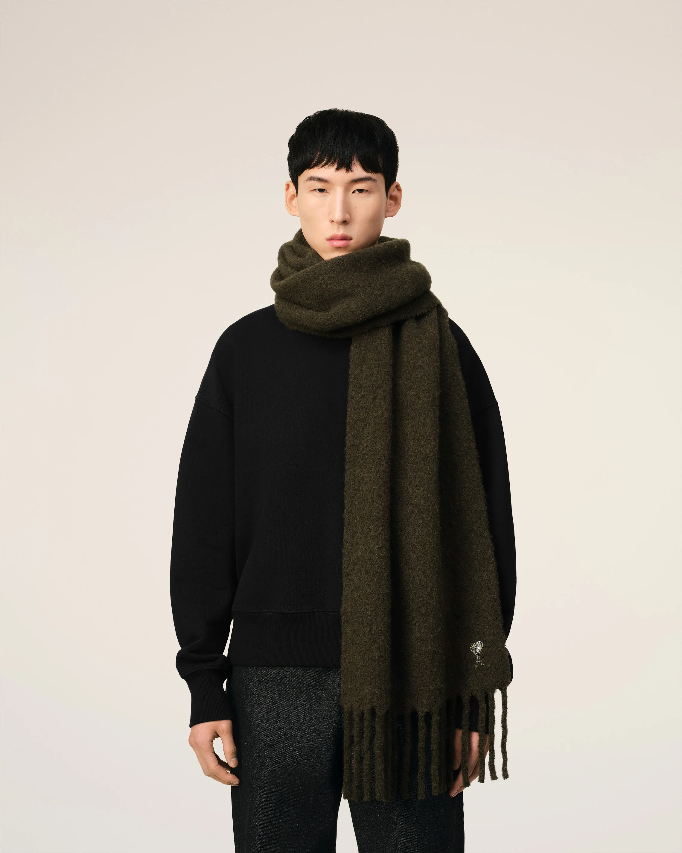 Khaki Alpaca Oversize Ami De Coeur Scarf