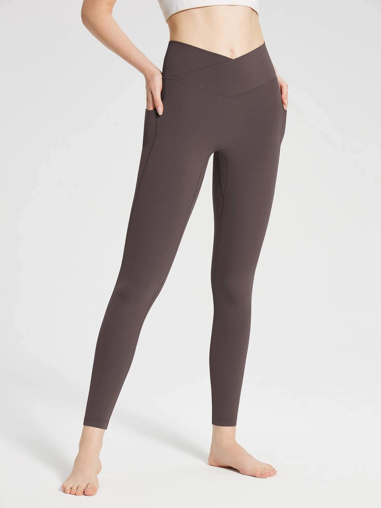 Lycra Cross-Waist High-Rise Leggings