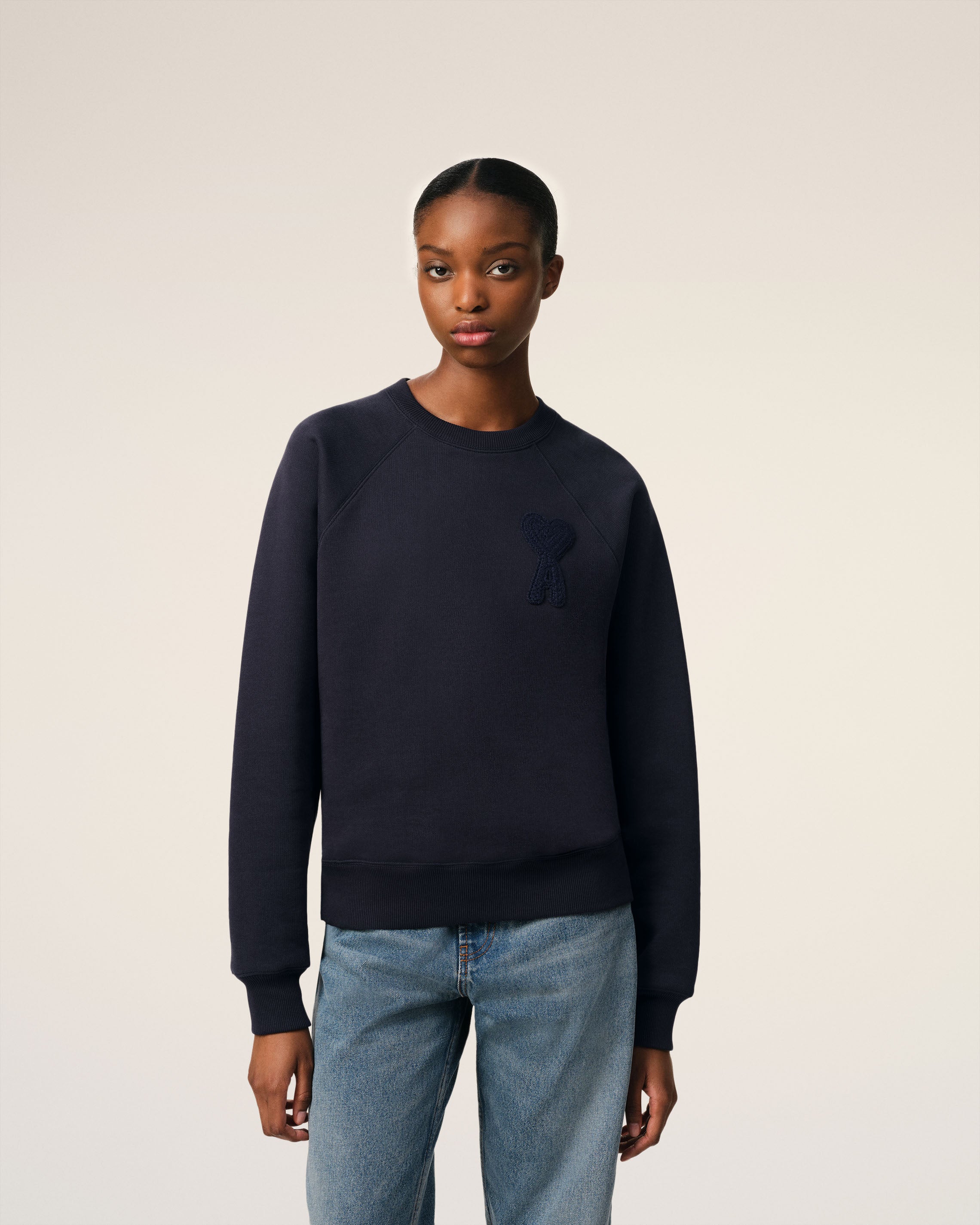 Navy Cotton Ami de Coeur Patch Sweatshirt