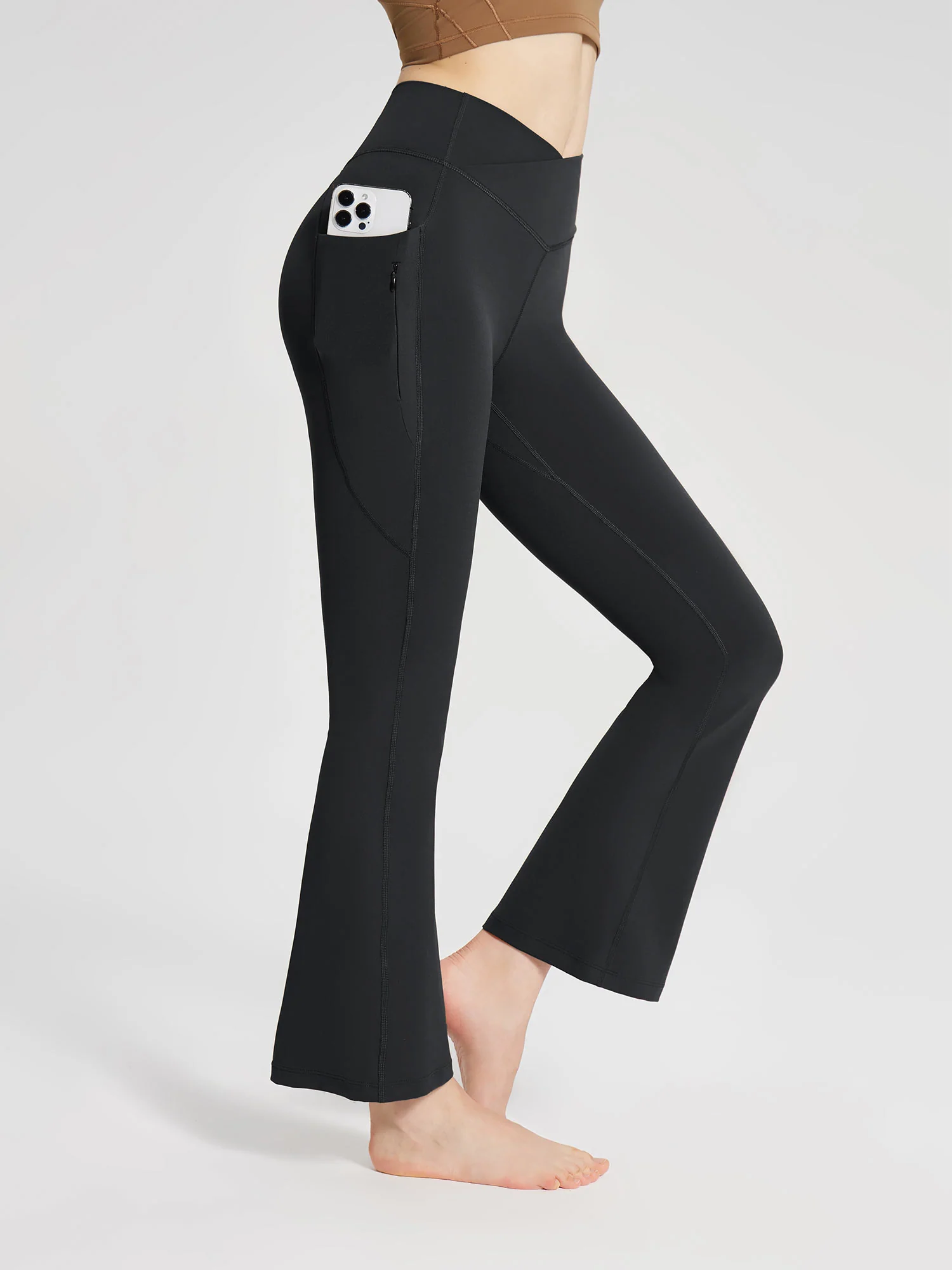 Lycra Cross-Waist Zippered Flared Pants