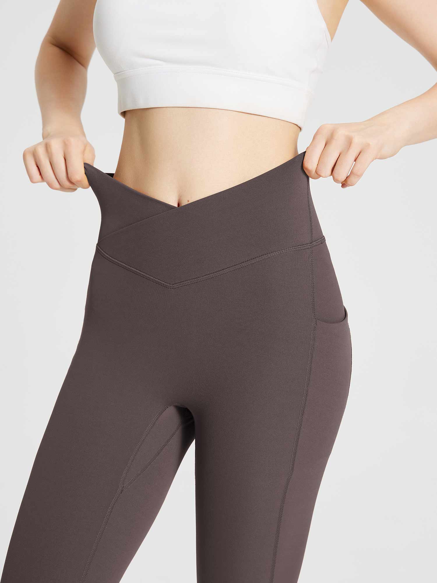 Lycra Cross-Waist High-Rise Leggings