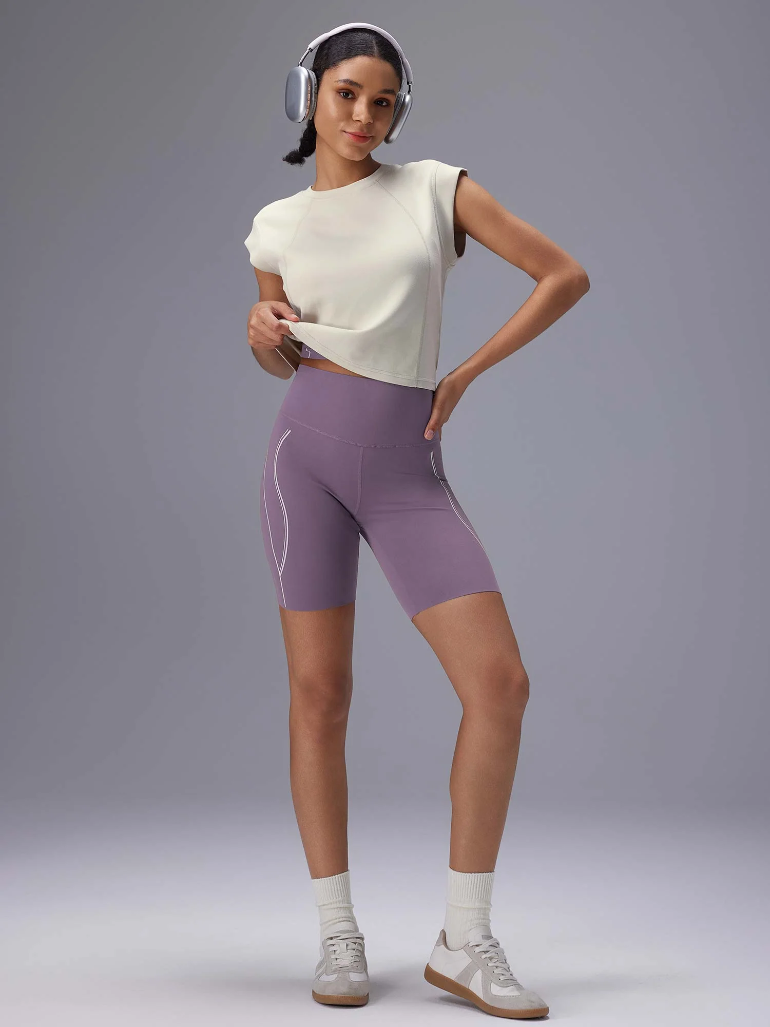 Freeleaf 8 High Rise Stripe Print Shorts