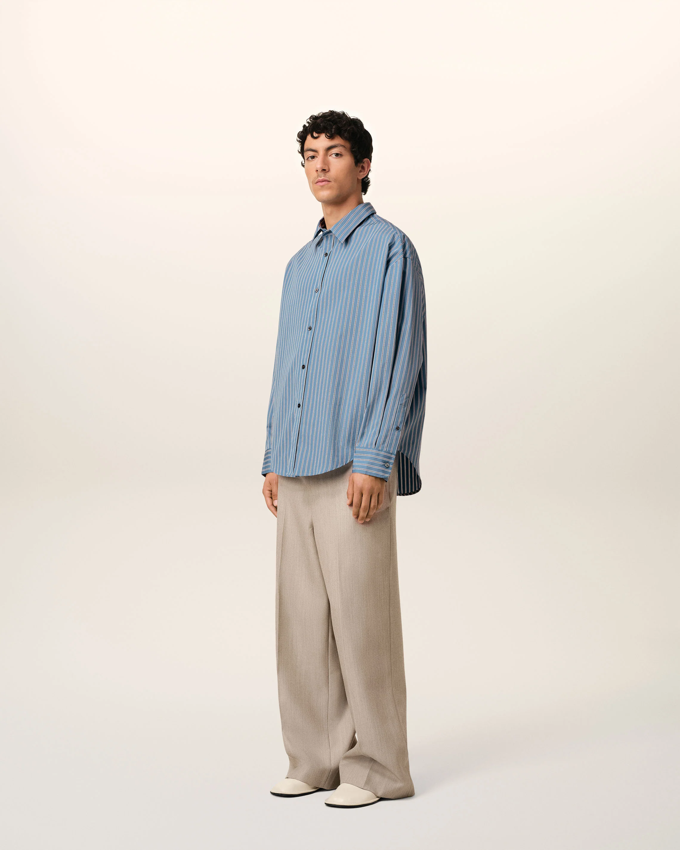 Blue Cotton Boxy Fit Shirt