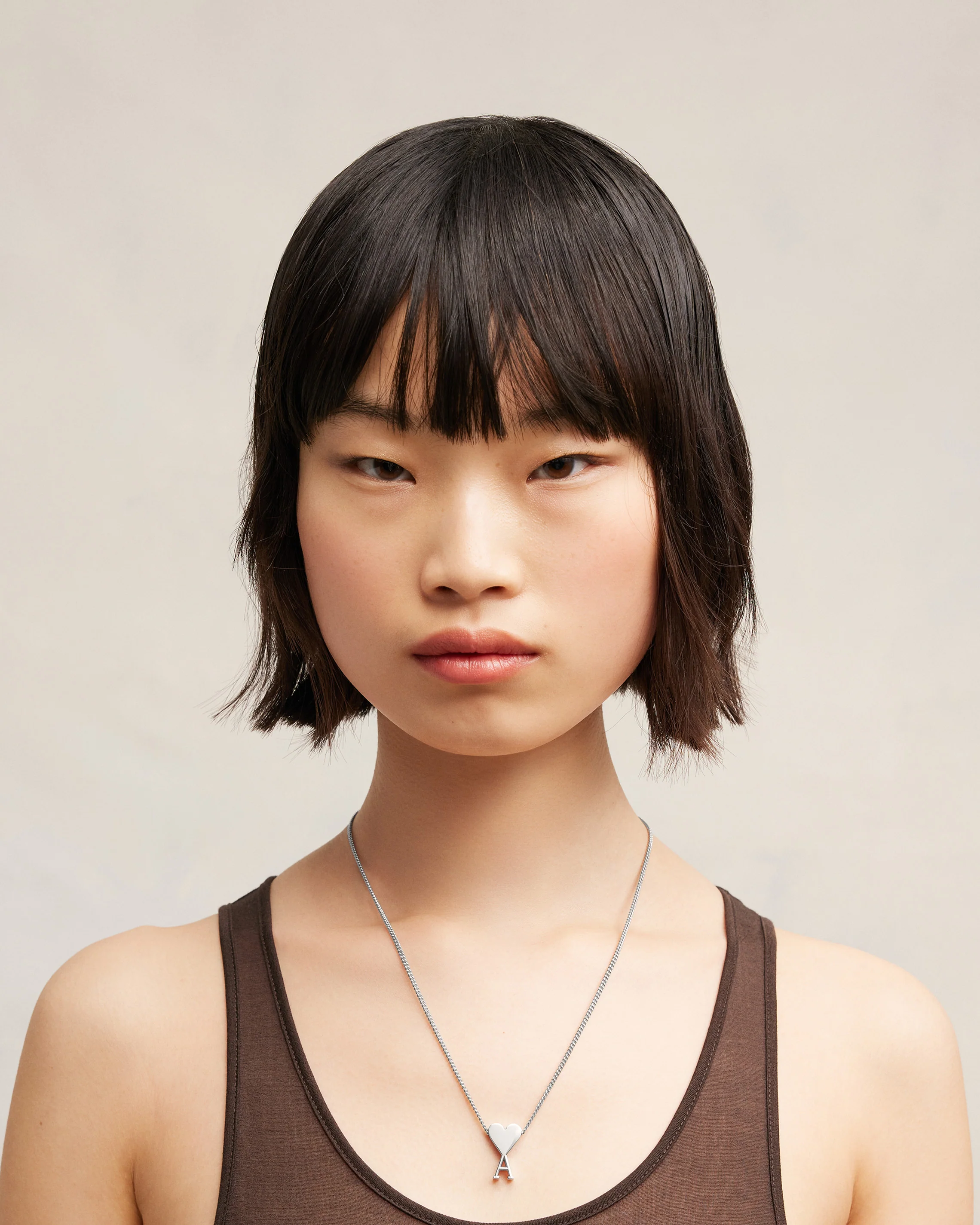 Silver Brass Ami de Coeur Pendant Necklace