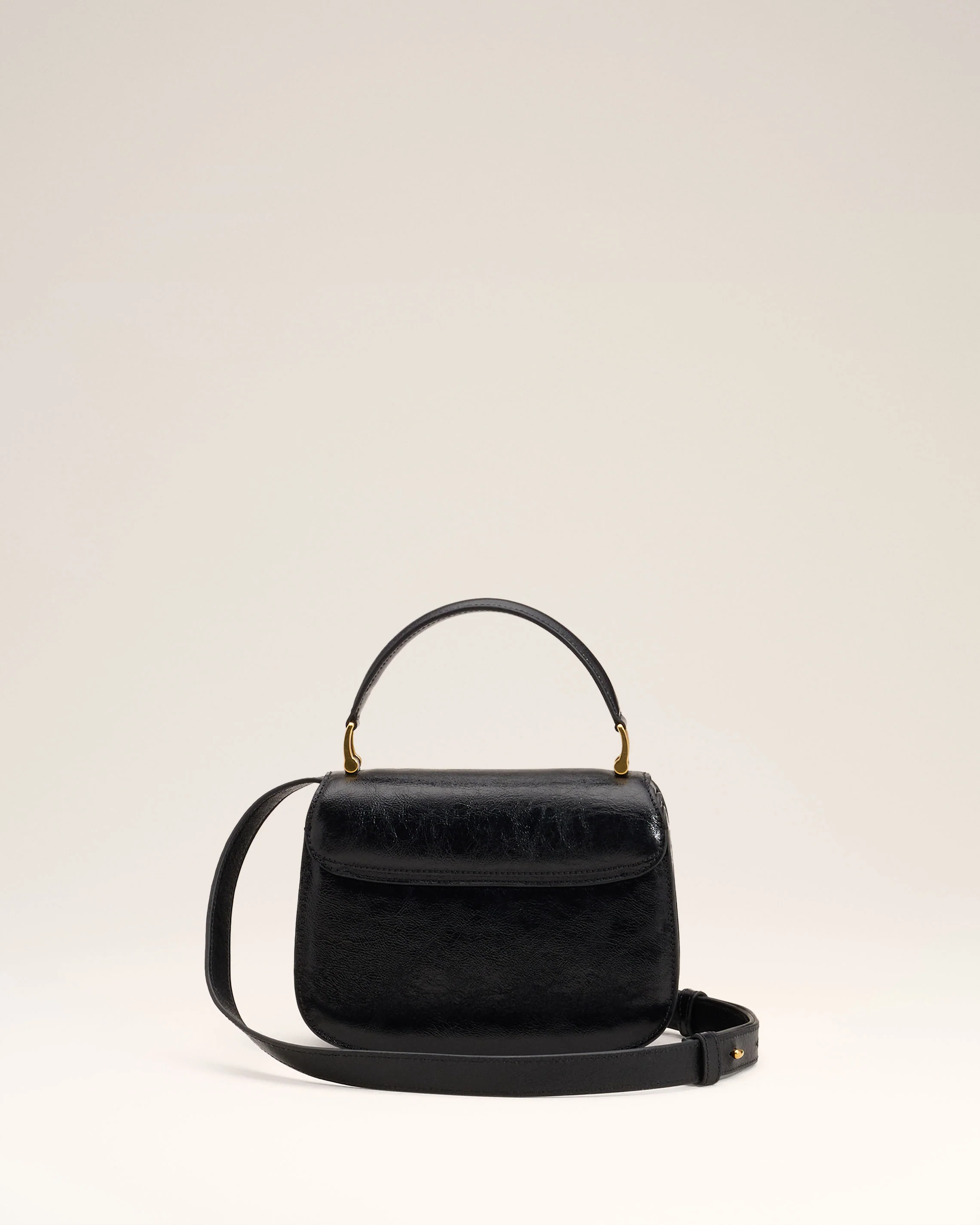 Black Leather Top Handle Paris Paris Bag