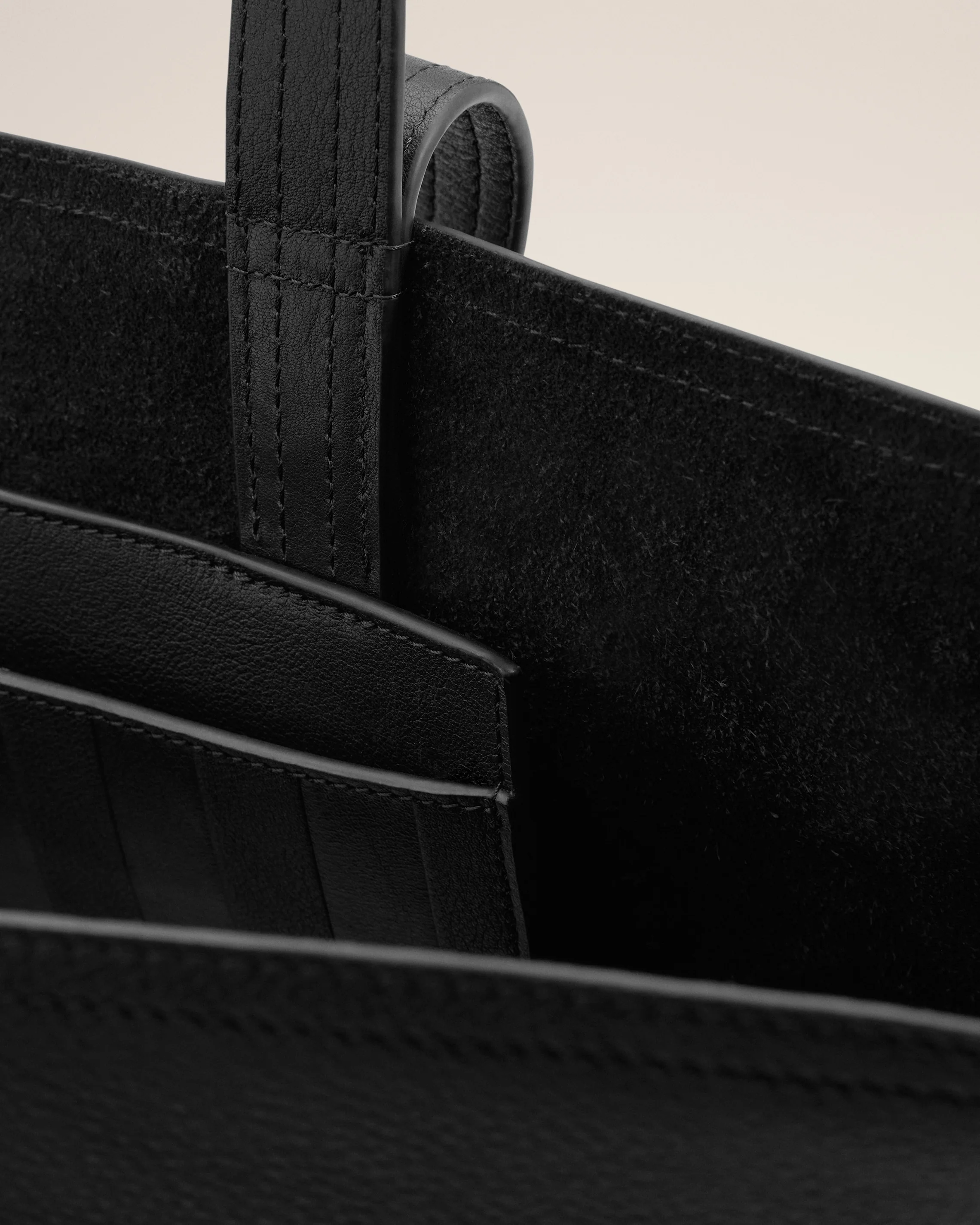 Black Leather Midi Tote Bag