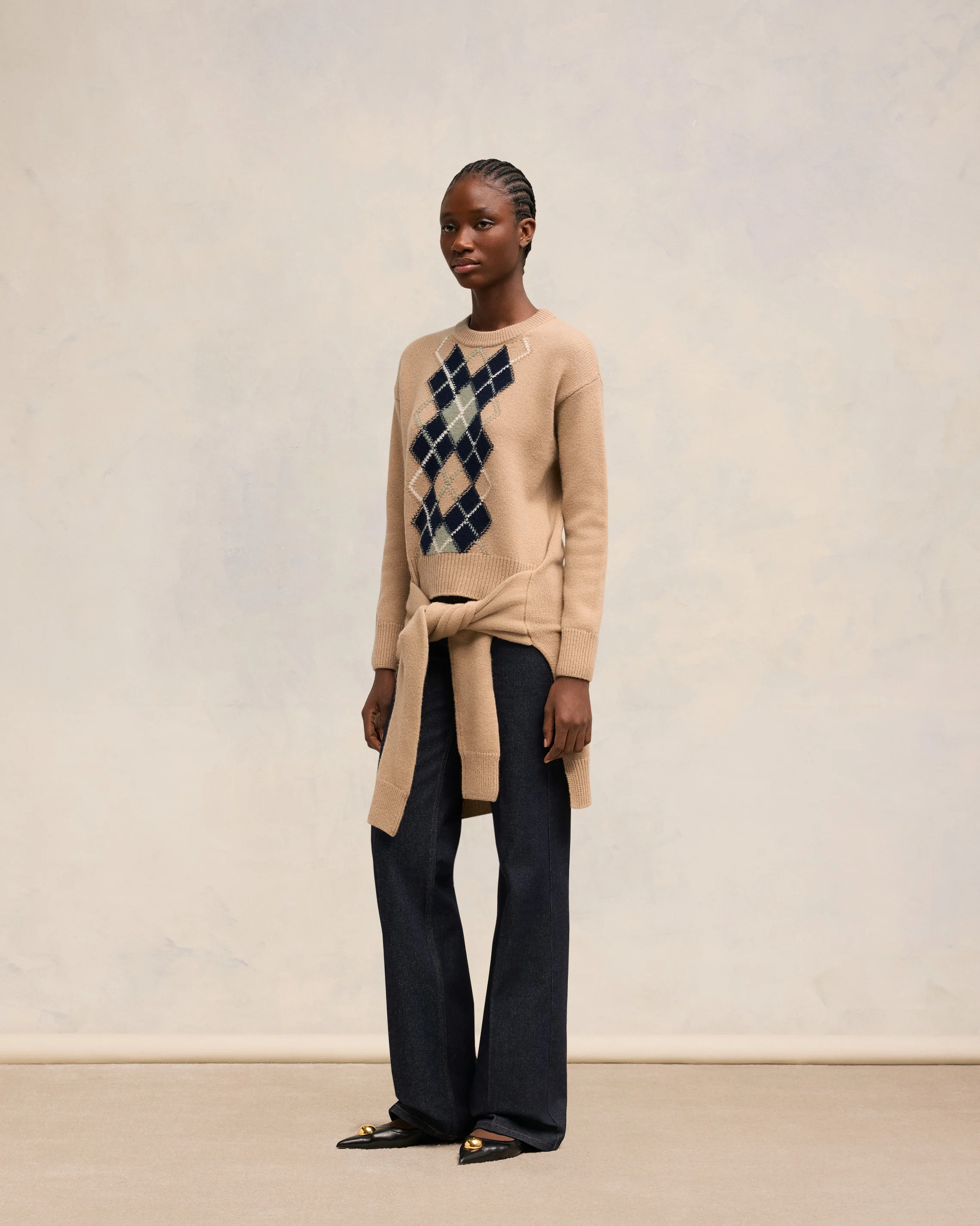 Argyle Double Crewneck Sweater