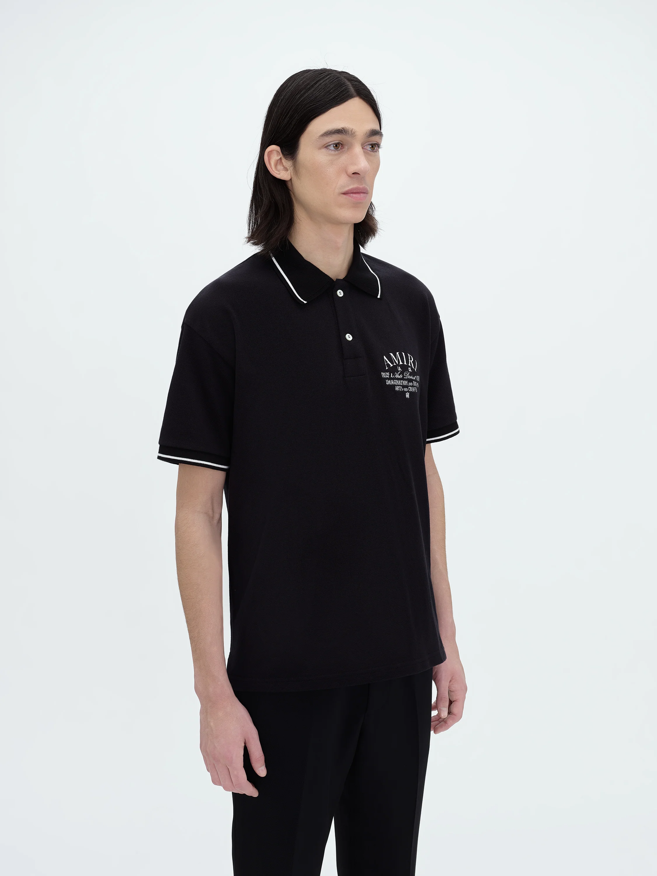 AMIRI ARTS DISTRICT PIQUE POLO - BLACK