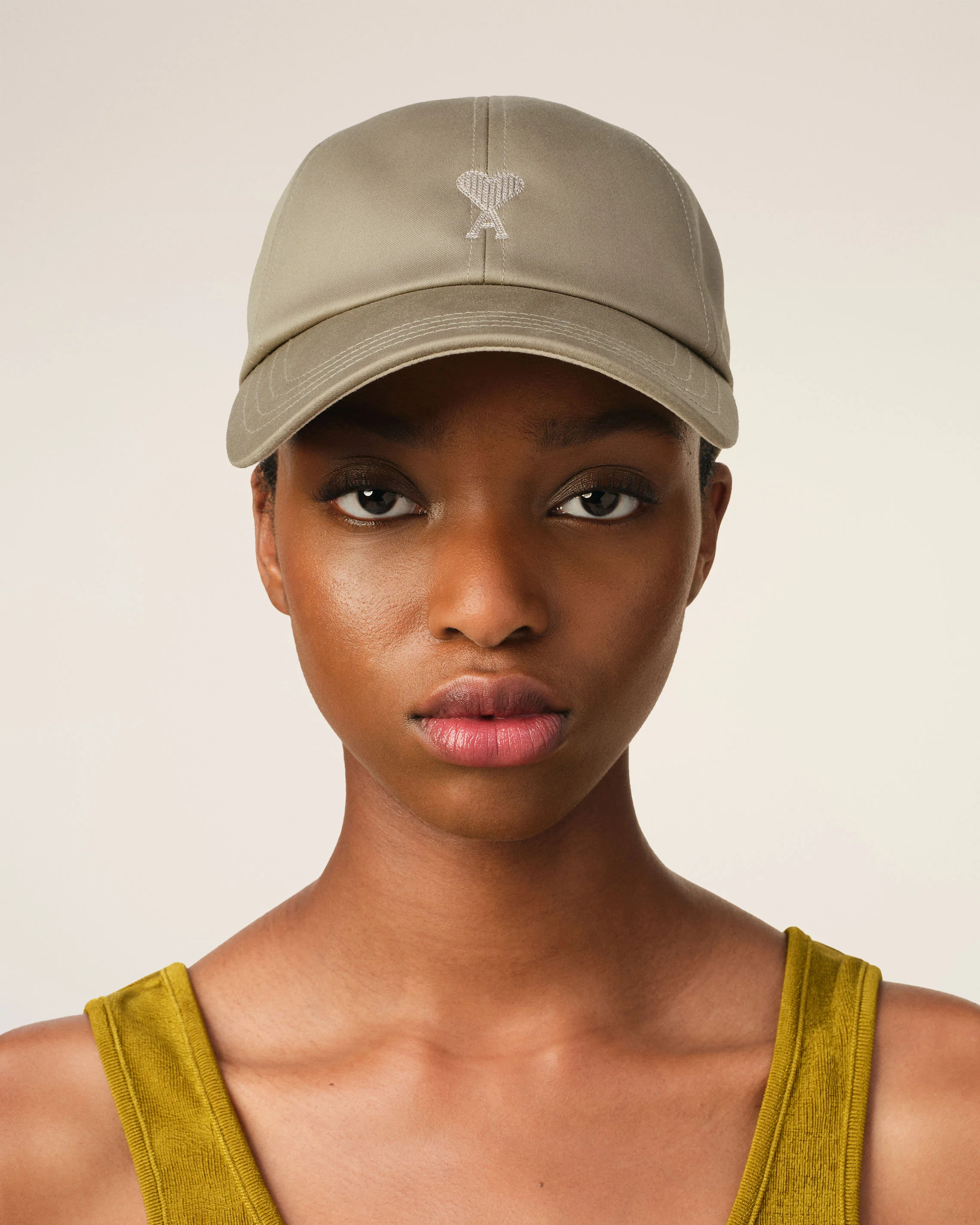 Green Cotton Ami de Coeur Embroidery Cap