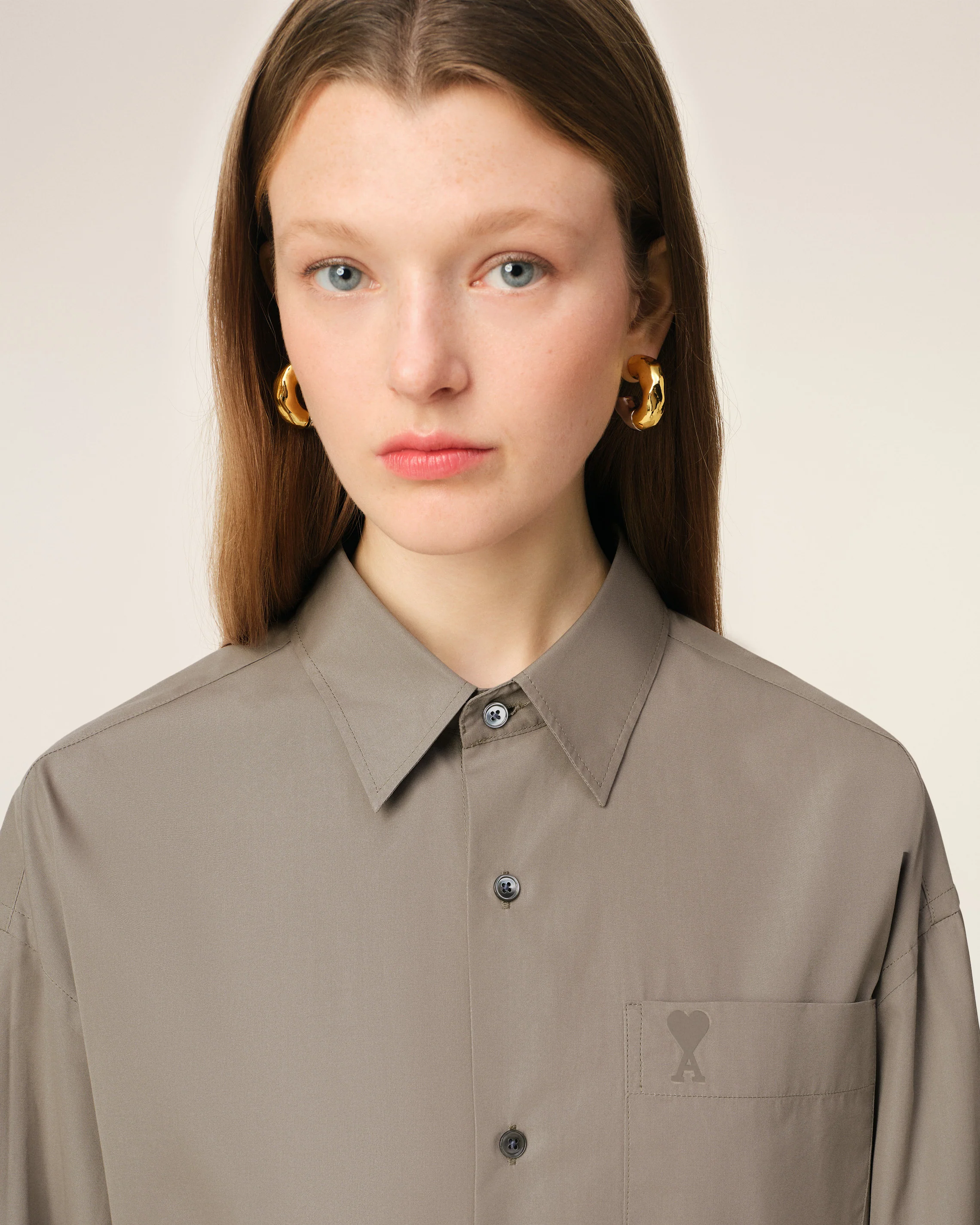 Beige Cotton Ami de Coeur Boxy Shirt