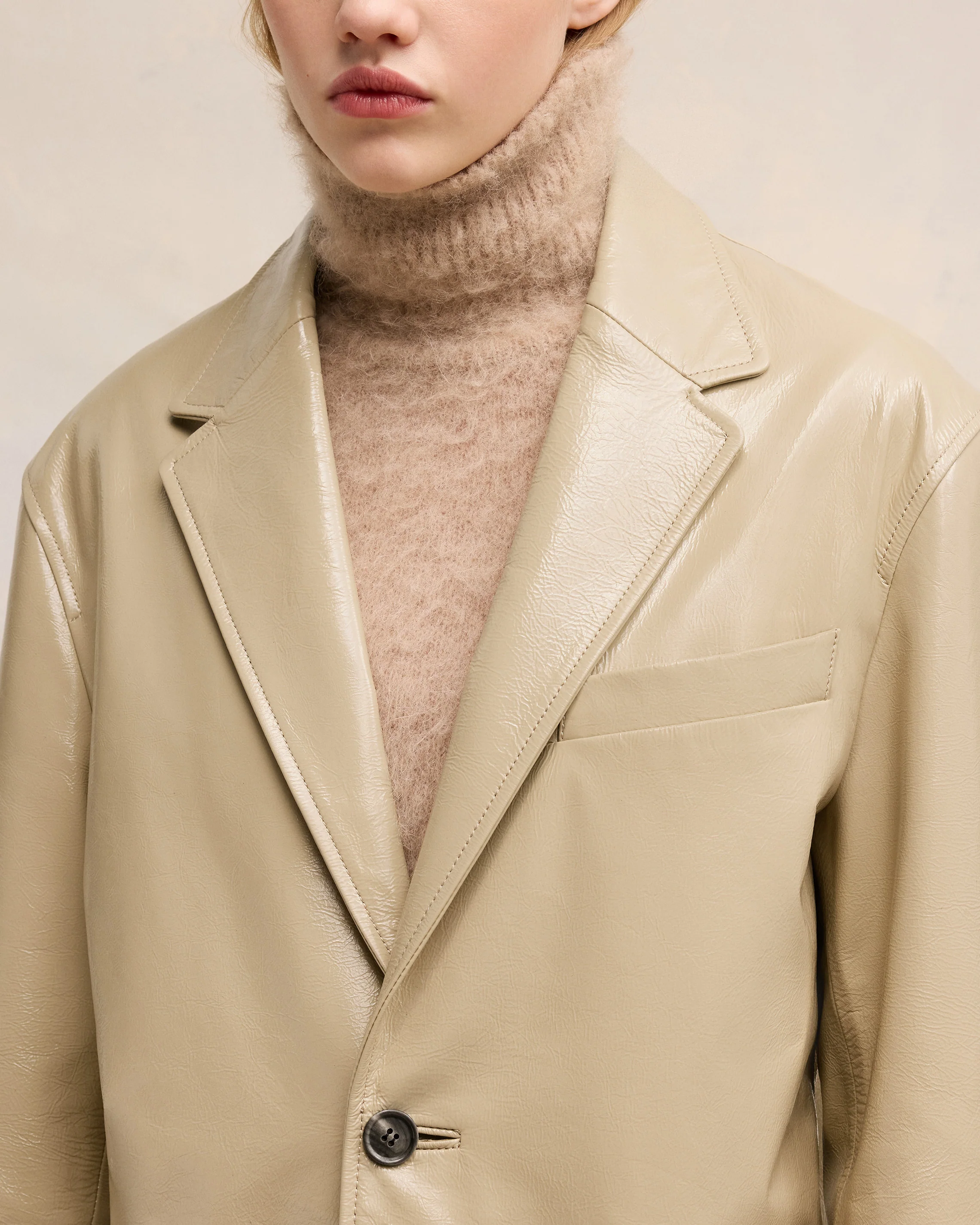 Leather Two Buttons Jacket