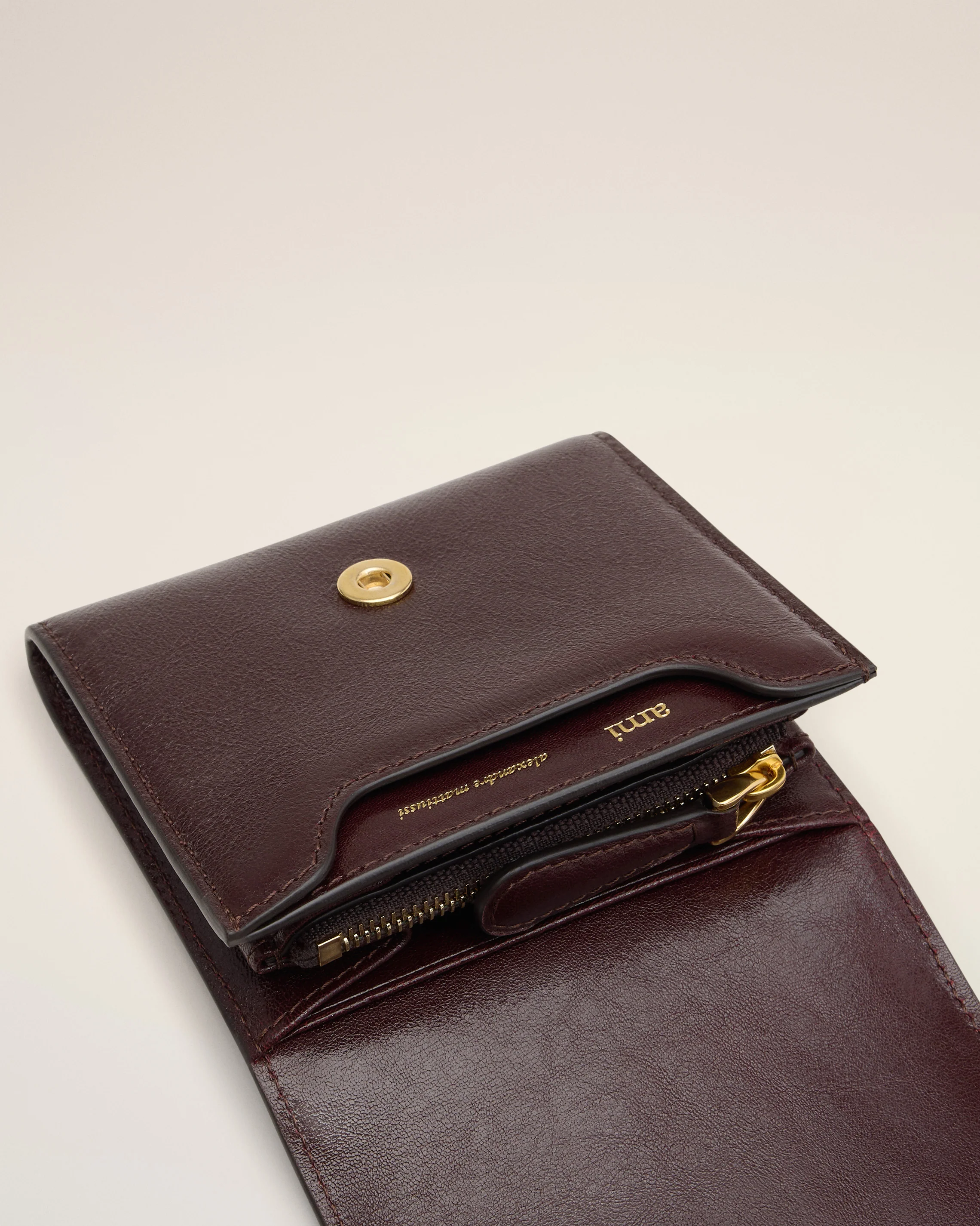 Burgundy Leather Paris Paris Compact Wallet