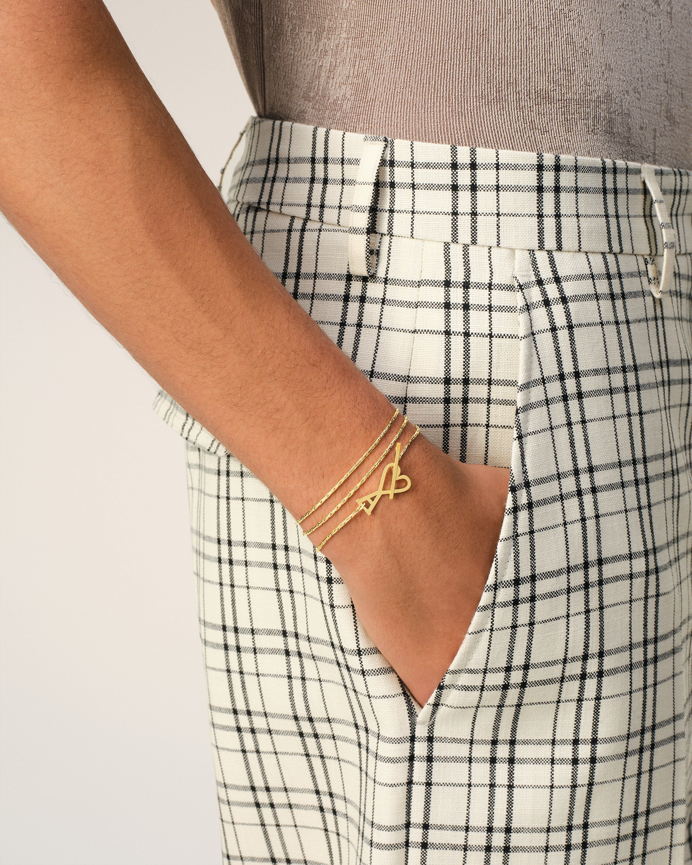 Gold Brass Ami de Coeur 2 In 1 Chain Necklace