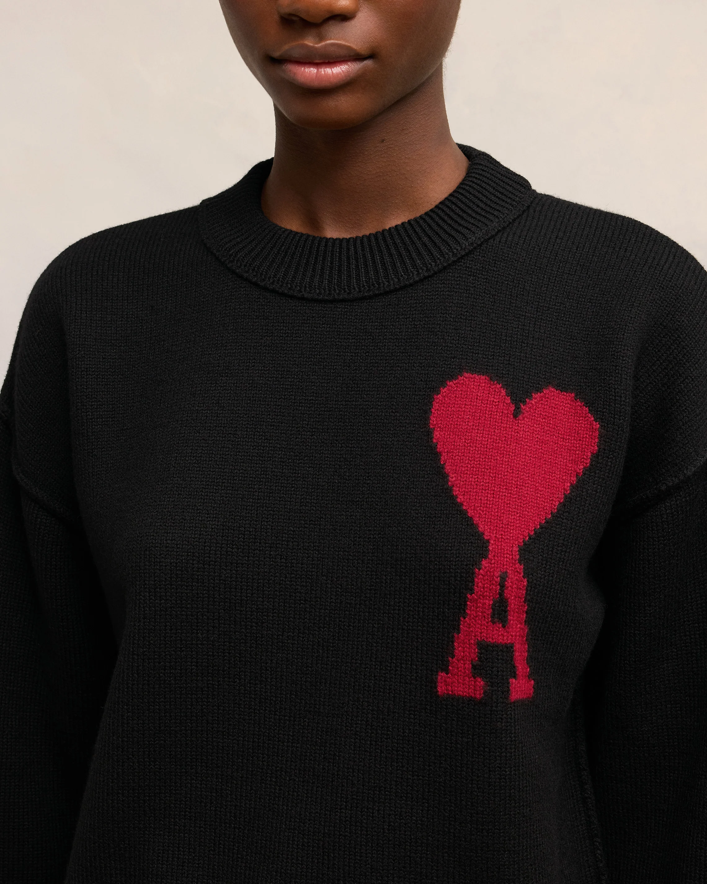 Black Wool Ami de Coeur Sweater