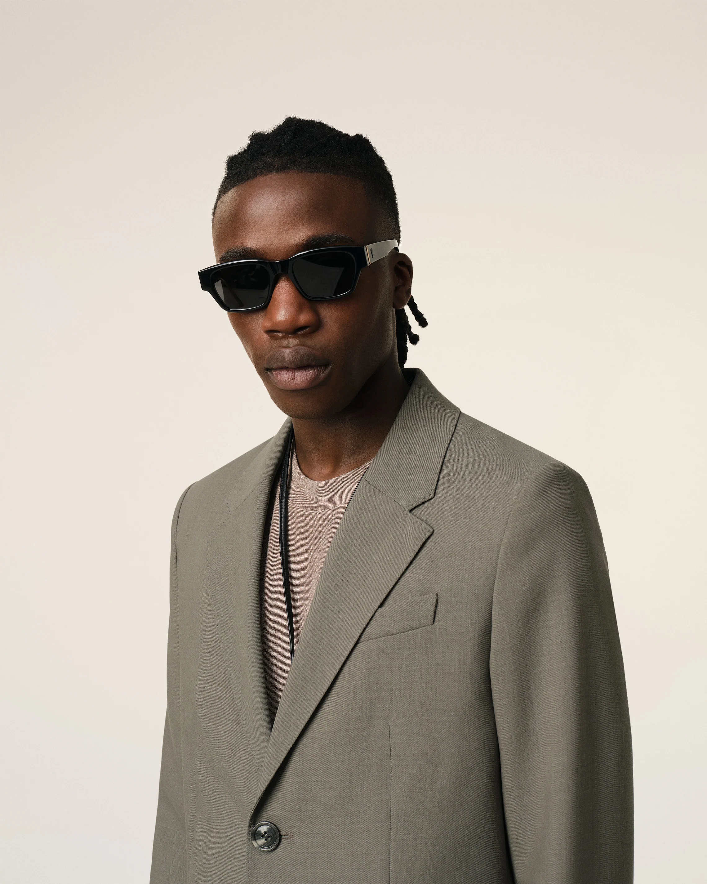 Taupe Wool Two Buttons Jacket