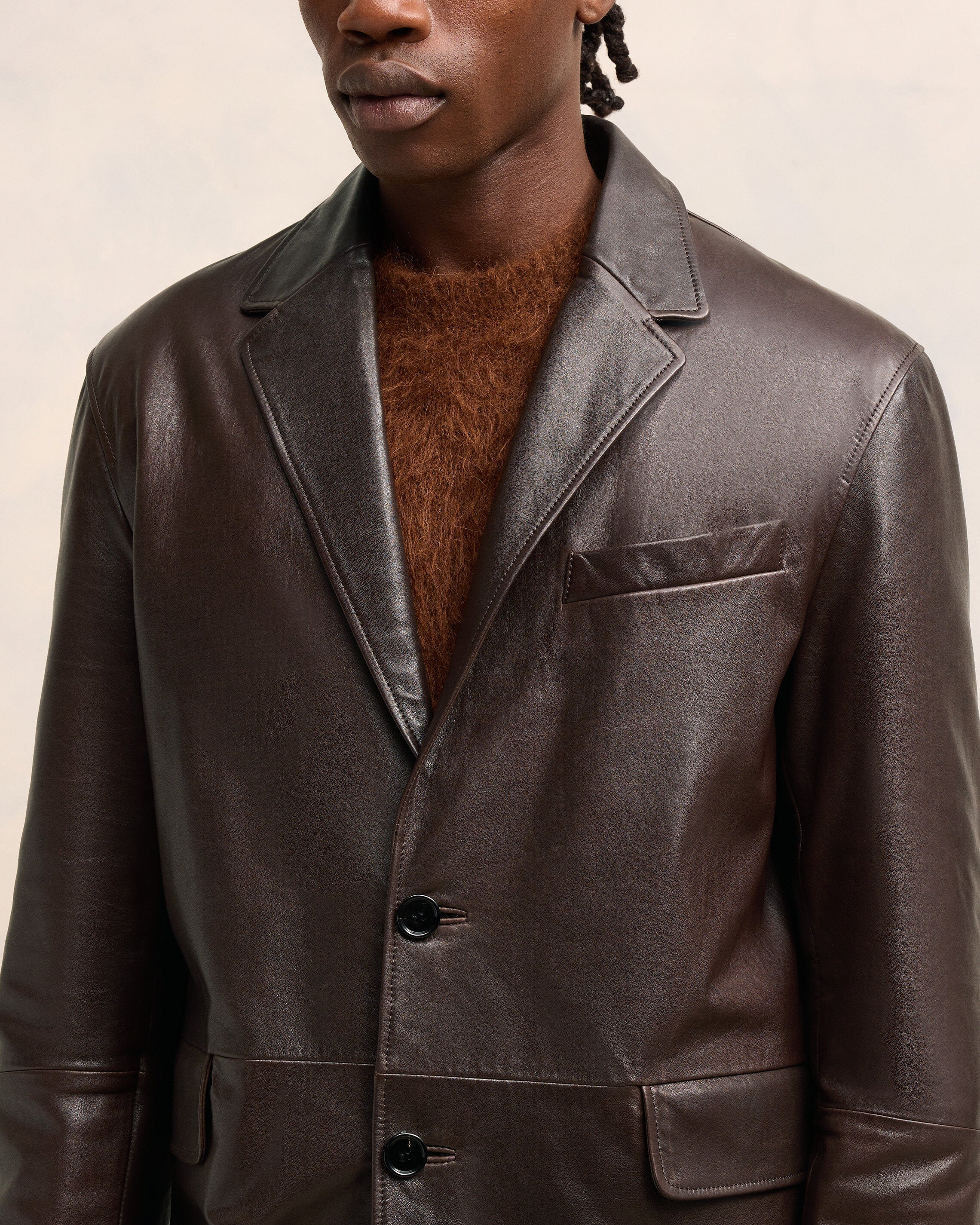 Leather Two Buttons Jacket