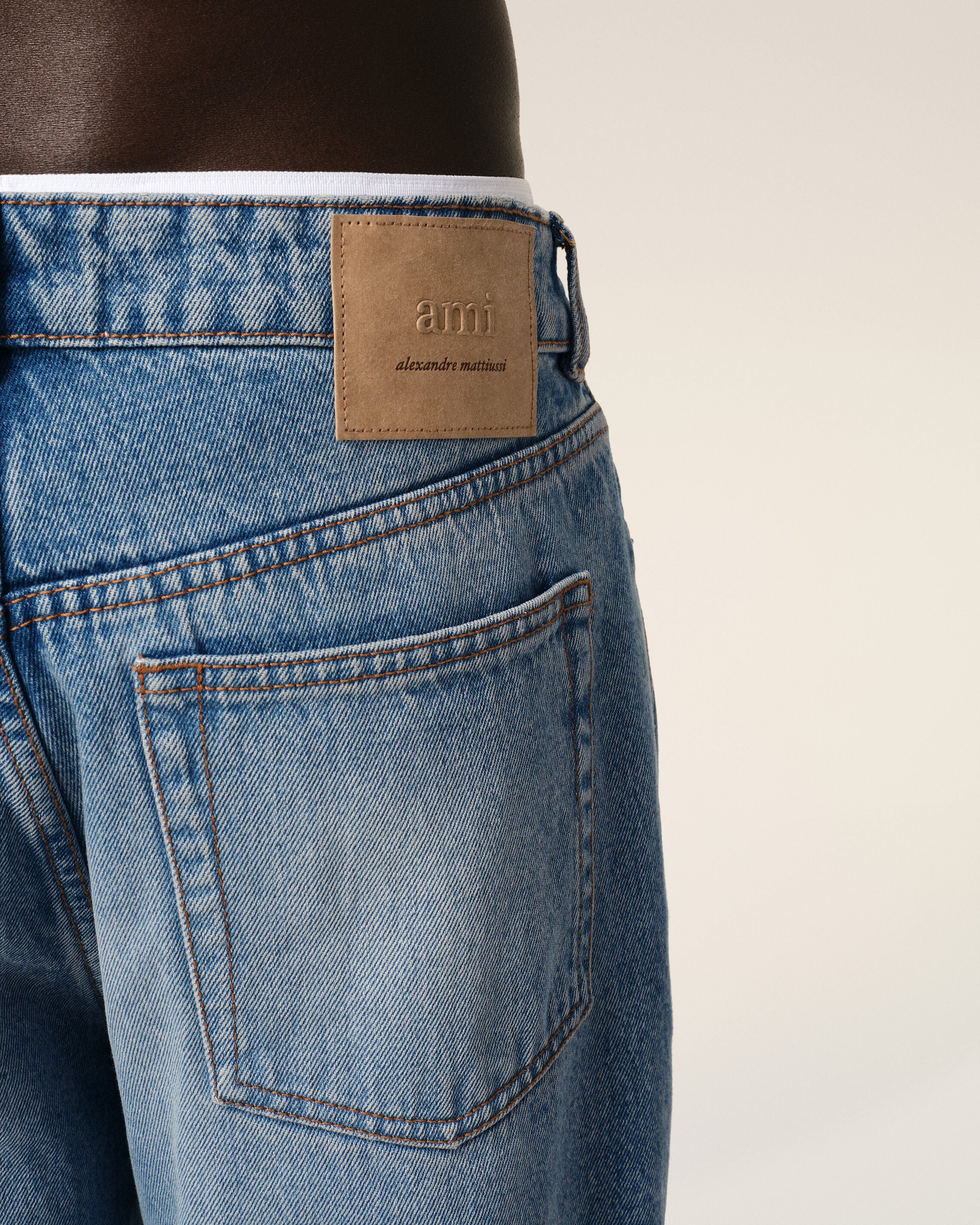 Blue Cotton Large Fit Jeans
