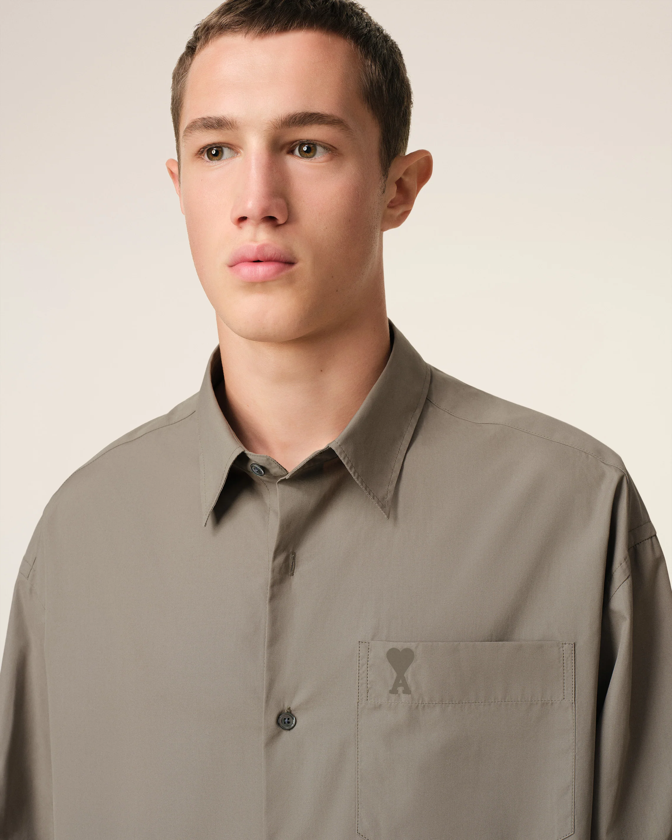 Beige Cotton Ami de Coeur Boxy Shirt