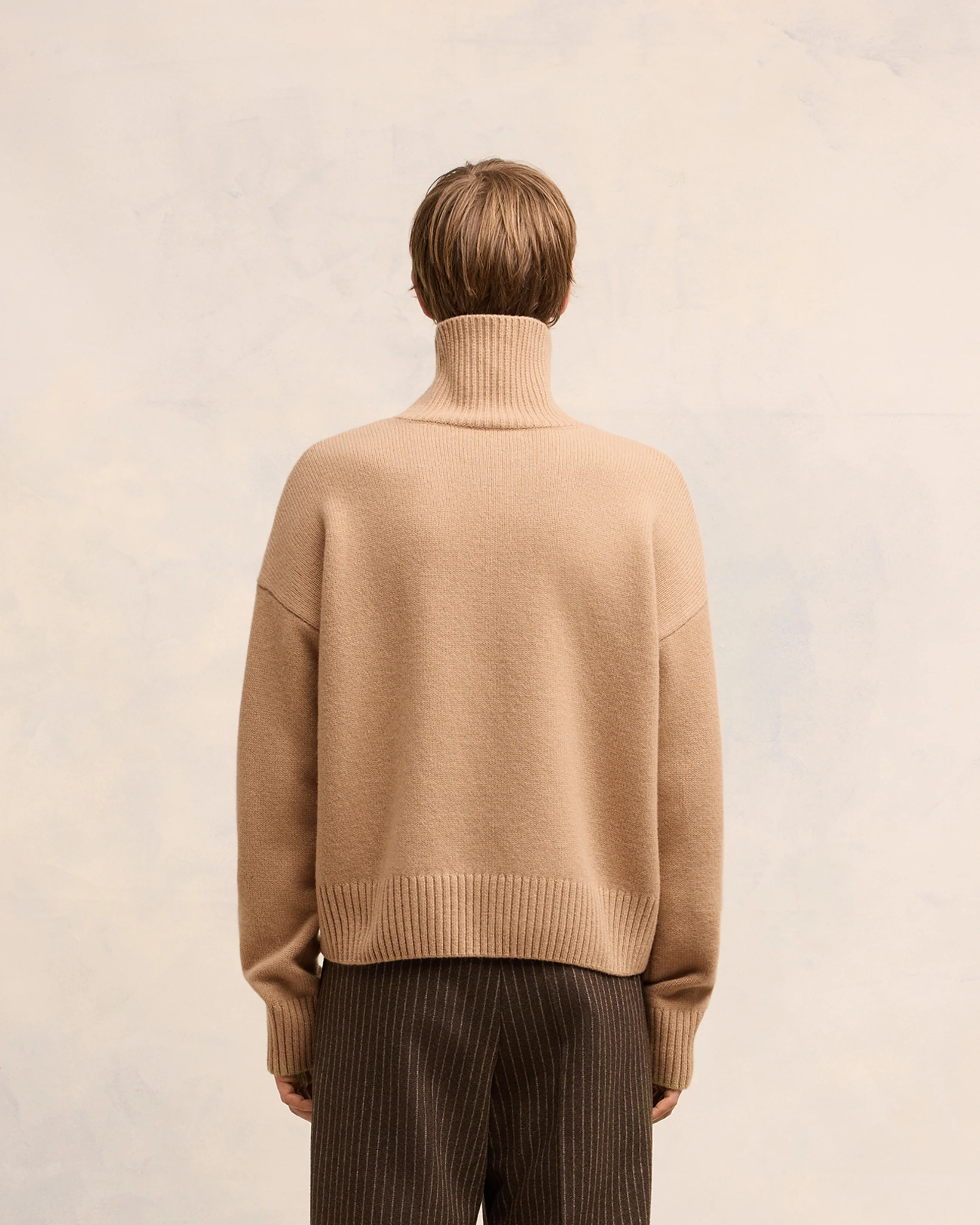 Embossed Ami de Coeur Funnel Neck Sweater